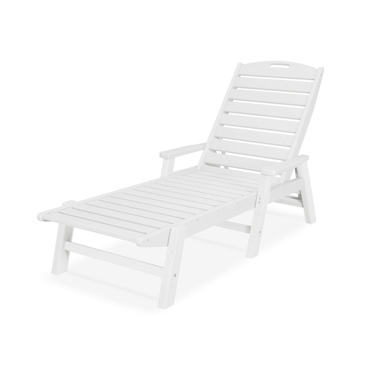 Nautical Recycled Plastic Chaise Lounge in White by POLYWOOD