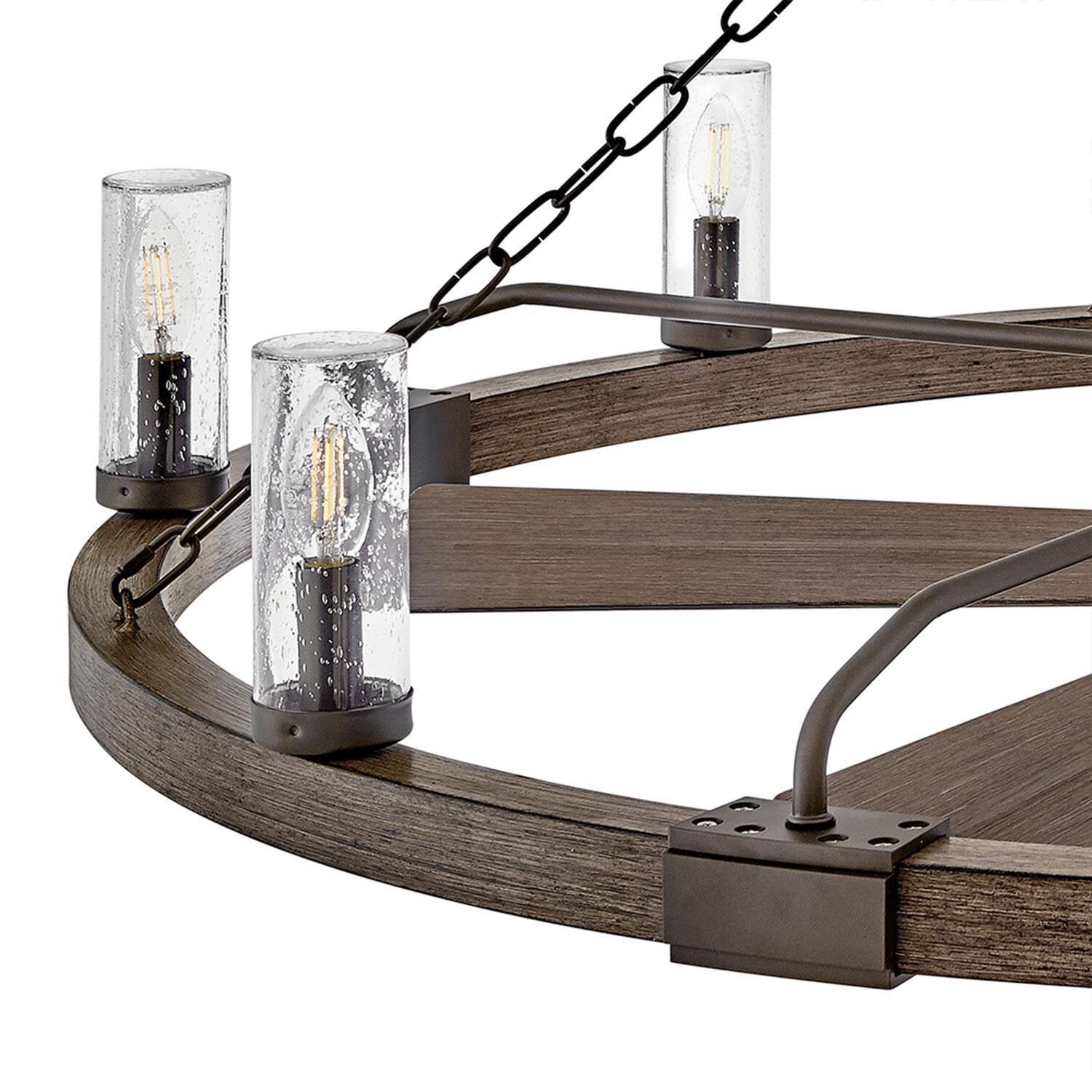 Hinkley Lighting 906144FMM-LWD Sawyer 52-in Indoor / Outdoor Smart Fandelier w/ 44-in Fan & LED Lighting - Metallic Matte Bronze - LED Light Bulb w/ Glass Cover Shade - Detail thumbnail