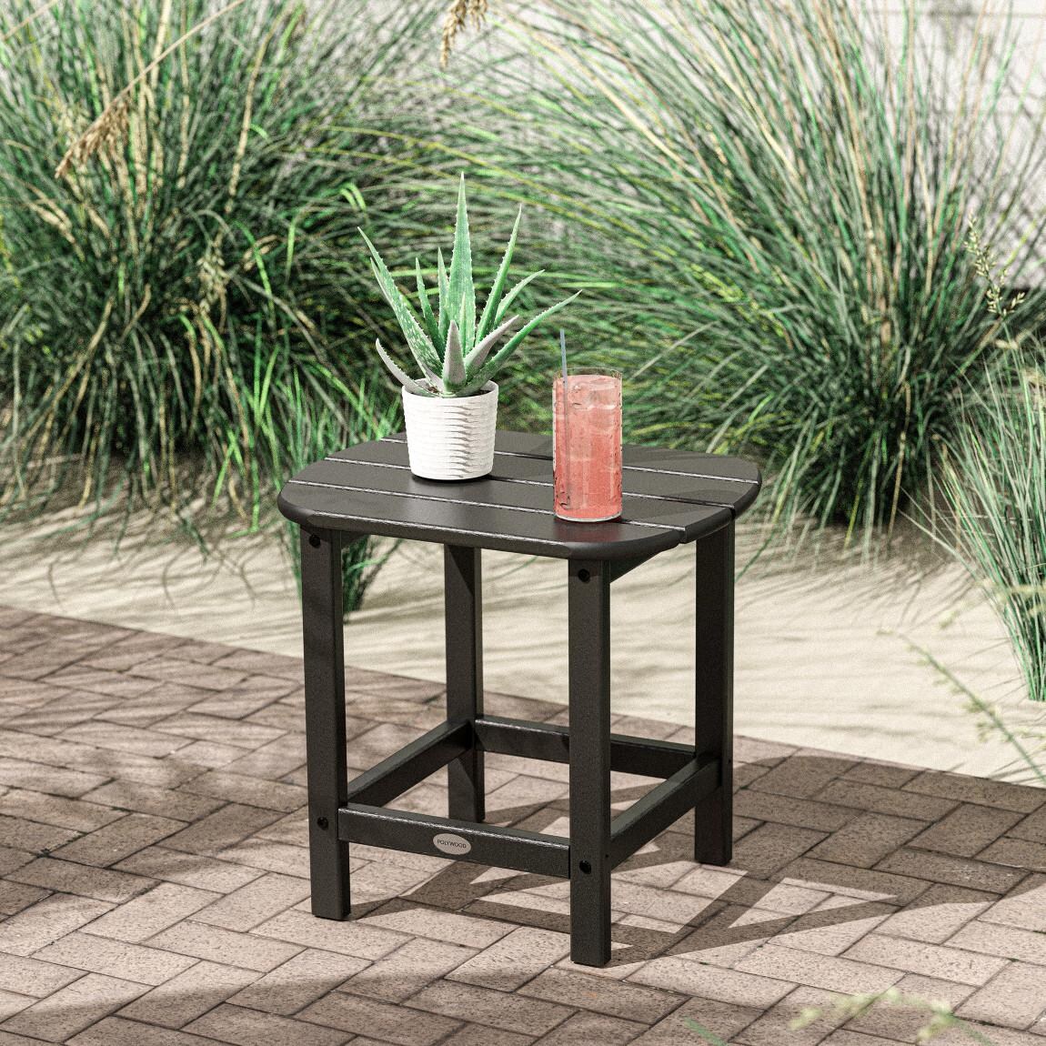 POLYWOOD South Beach 18Inch Side Table Black BBQGuys