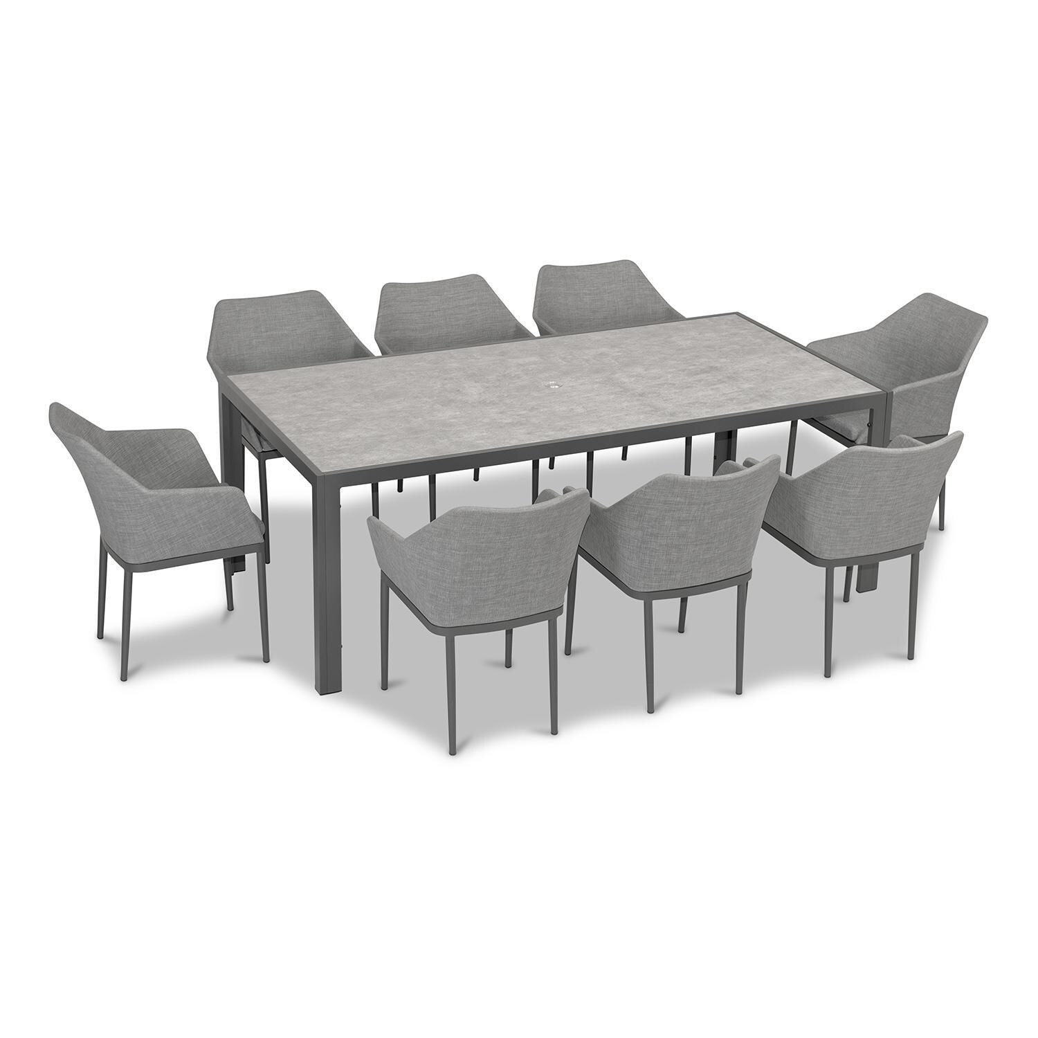 Starlook Bay 9 Pc Aluminum Dining Set in Slate by Lakeview - Top View - White Background thumbnail
