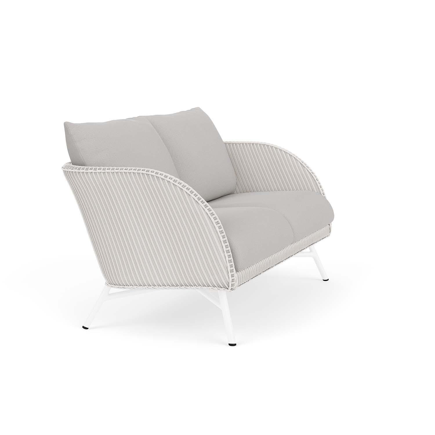 Lloyd Flanders Essence Loveseat W/Tundra Dove Fabric - White Finish - Angled thumbnail