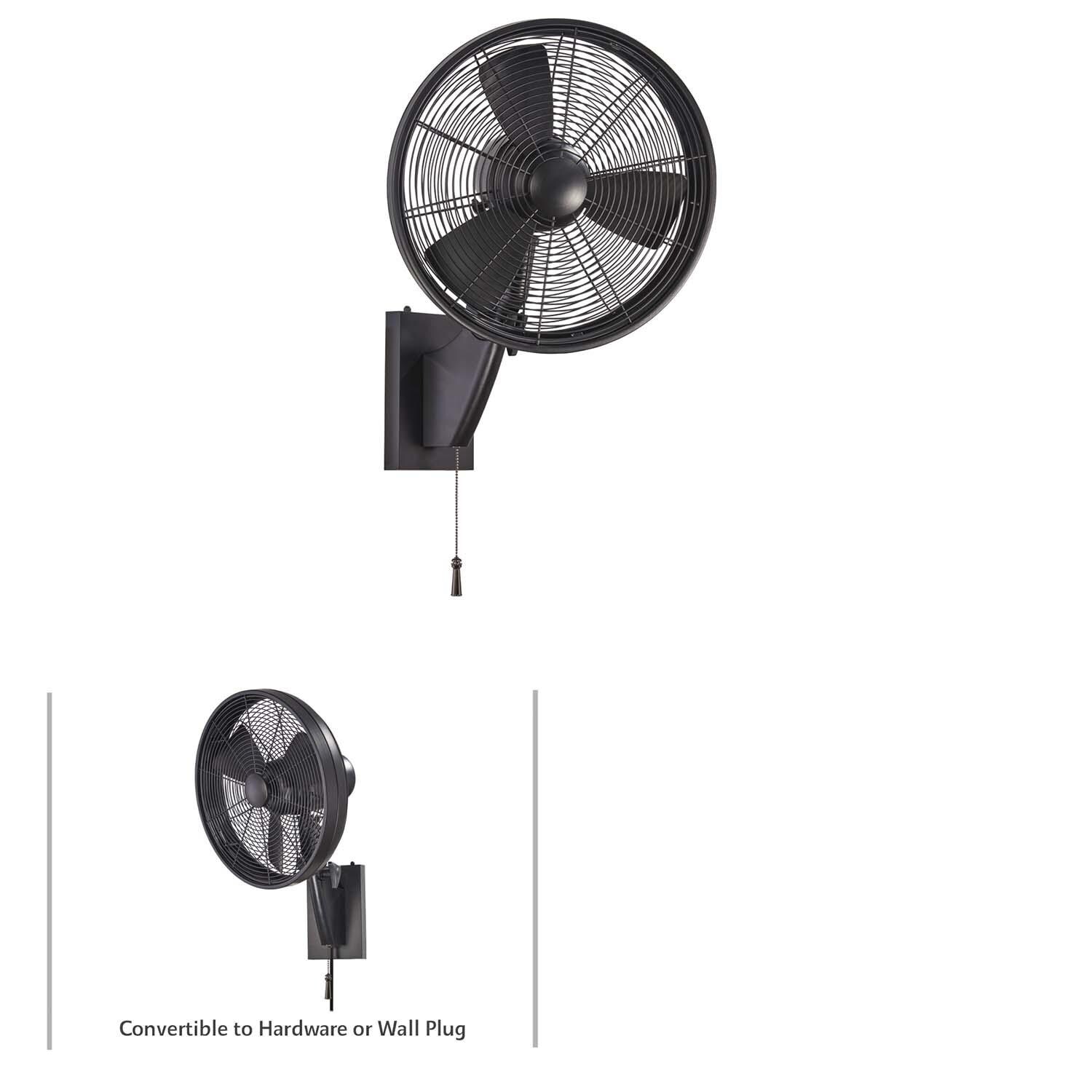Minka-Aire F307-MBK Anywhere 16-Inch 3-Blade Oscillating Fan in Matte Black Finish w/ Matte Black Blades - Front View thumbnail