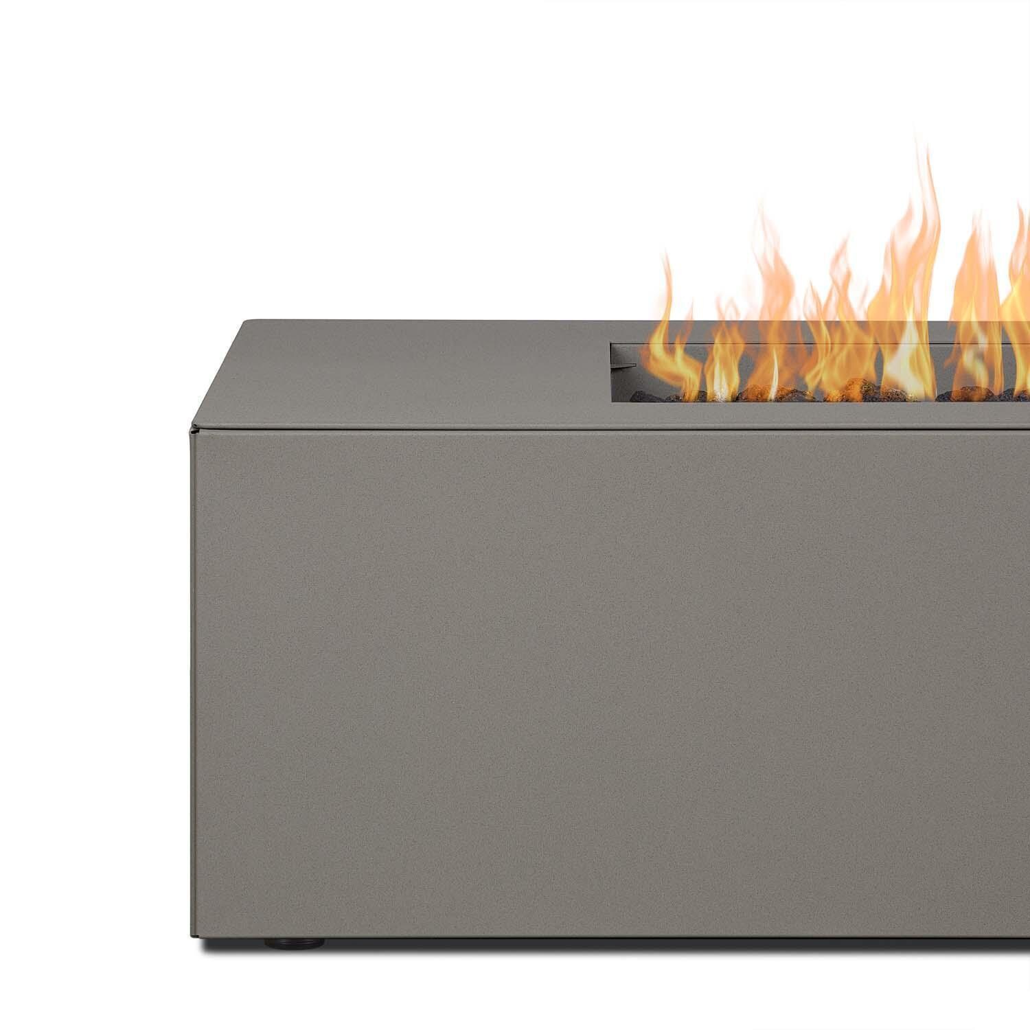 Covewood 58 Inch Rectangular Aluminum Propane Fire Pit Table w/ Hidden Propane Tank in Cloud Gray by BBQGuys Signature - Detail thumbnail