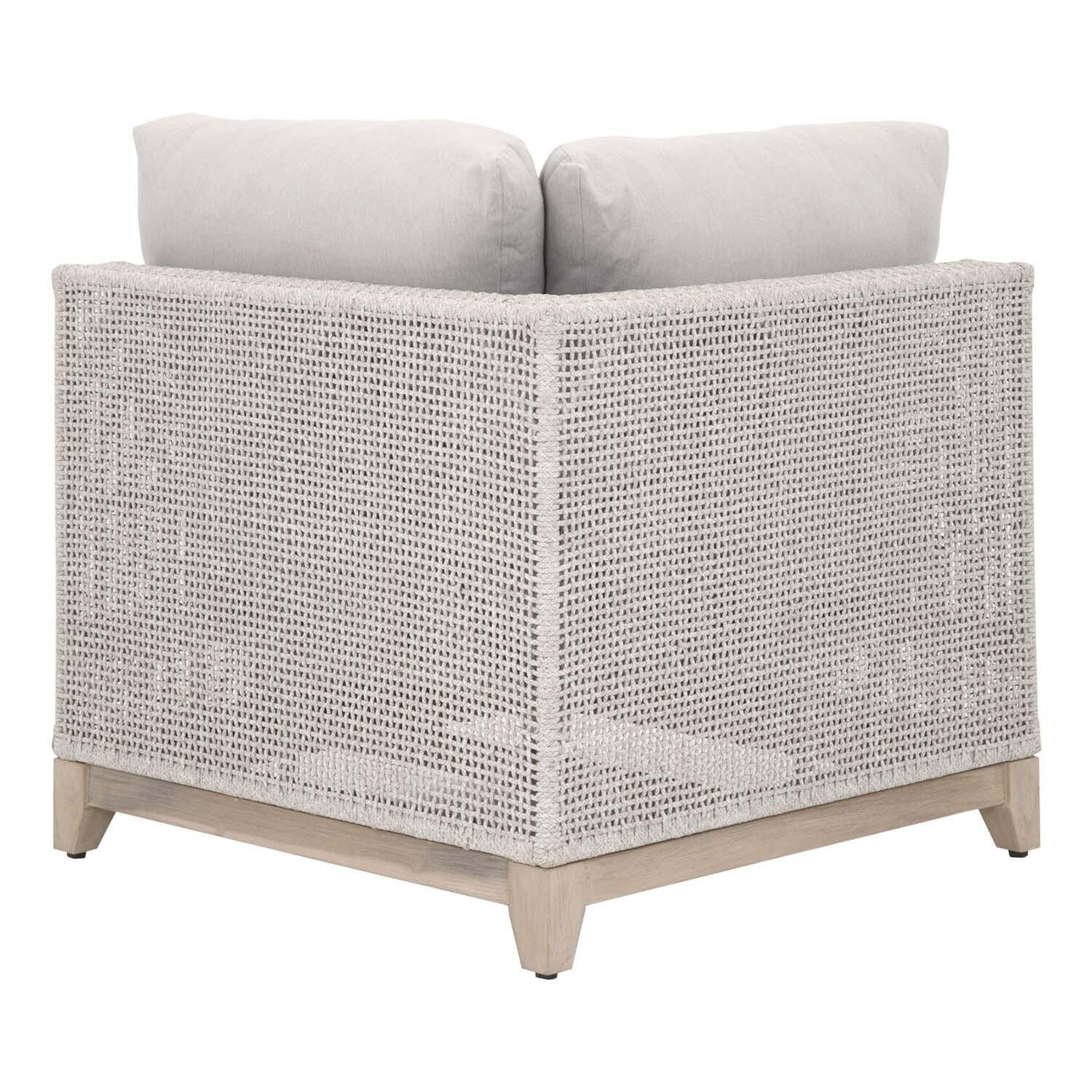 Lakeview Ranch Pointe Woven Rope Corner Modular Sofa in Taupe & White - Back View thumbnail