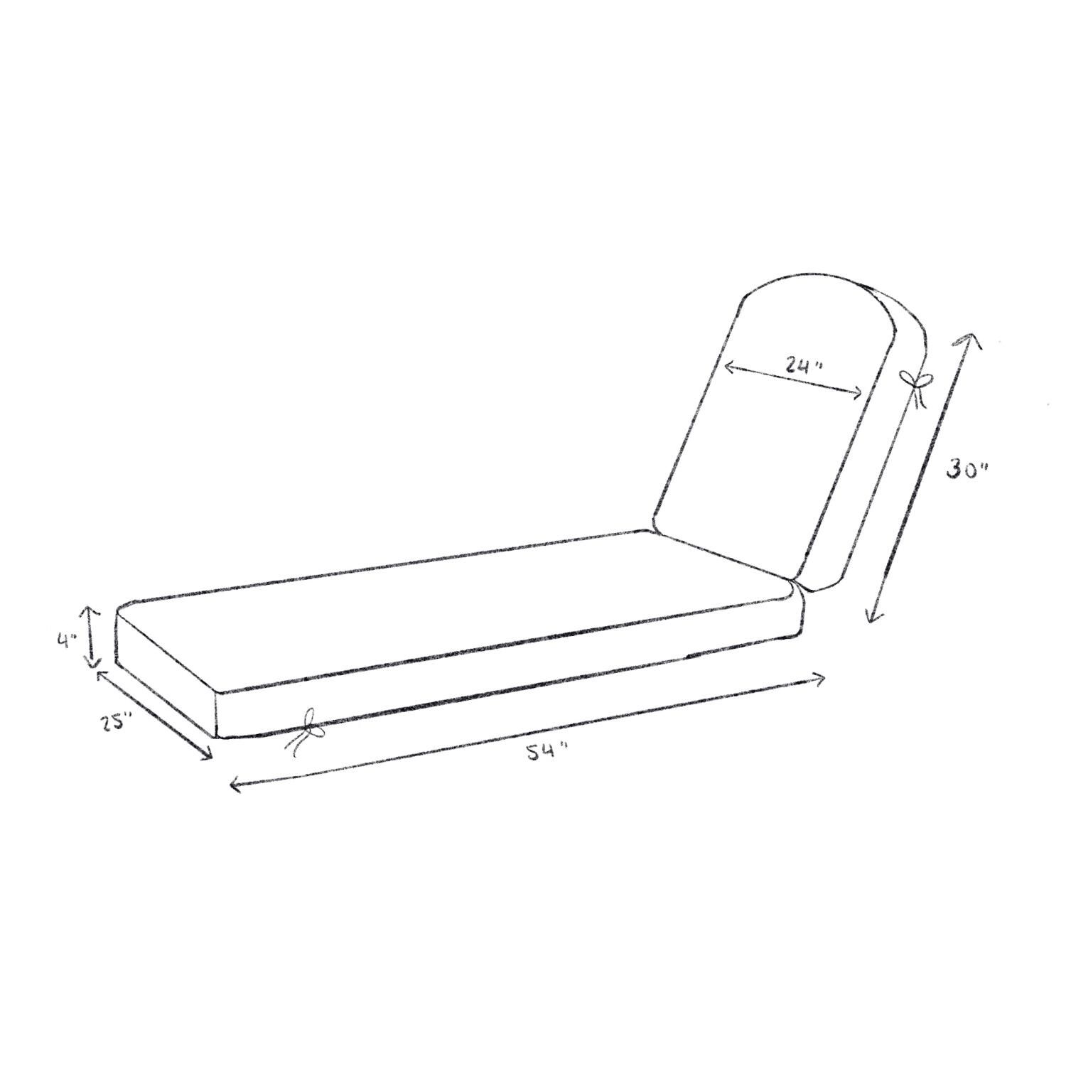 Darlee B/RC707-303-2 Elisabeth Replacement Chaise Lounge Cushions - Cushion Dimensions thumbnail