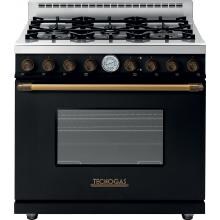 Tecnogas Superiore 36-Inch DECO Natural Gas Range With 6 Burners - Black/ Brass - RD361 GCN-B image