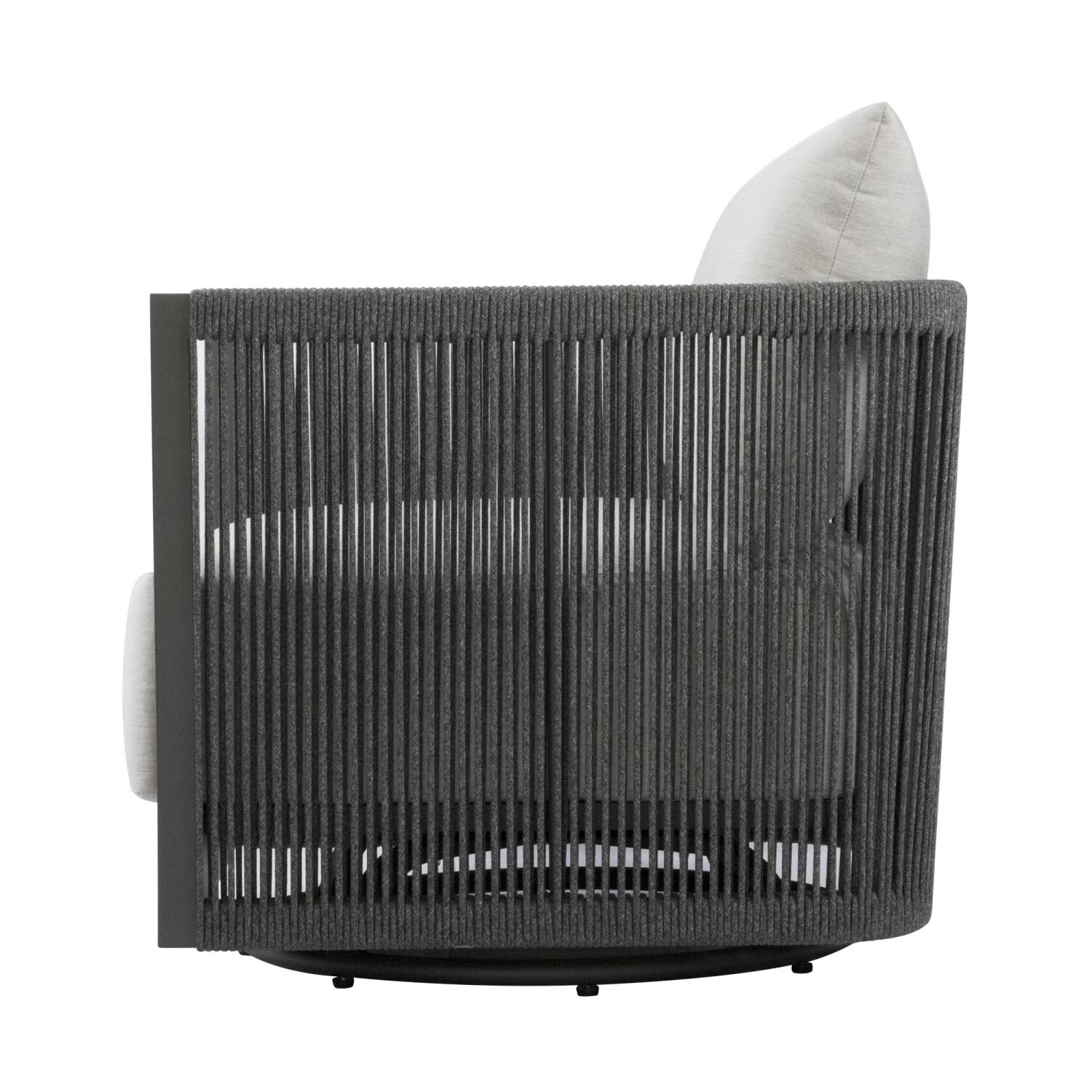 Elementi OS-2503W Capri Outdoor Aluminum Swivel Club Chair w/ Sunbrella Cushions - Side View - White Background thumbnail