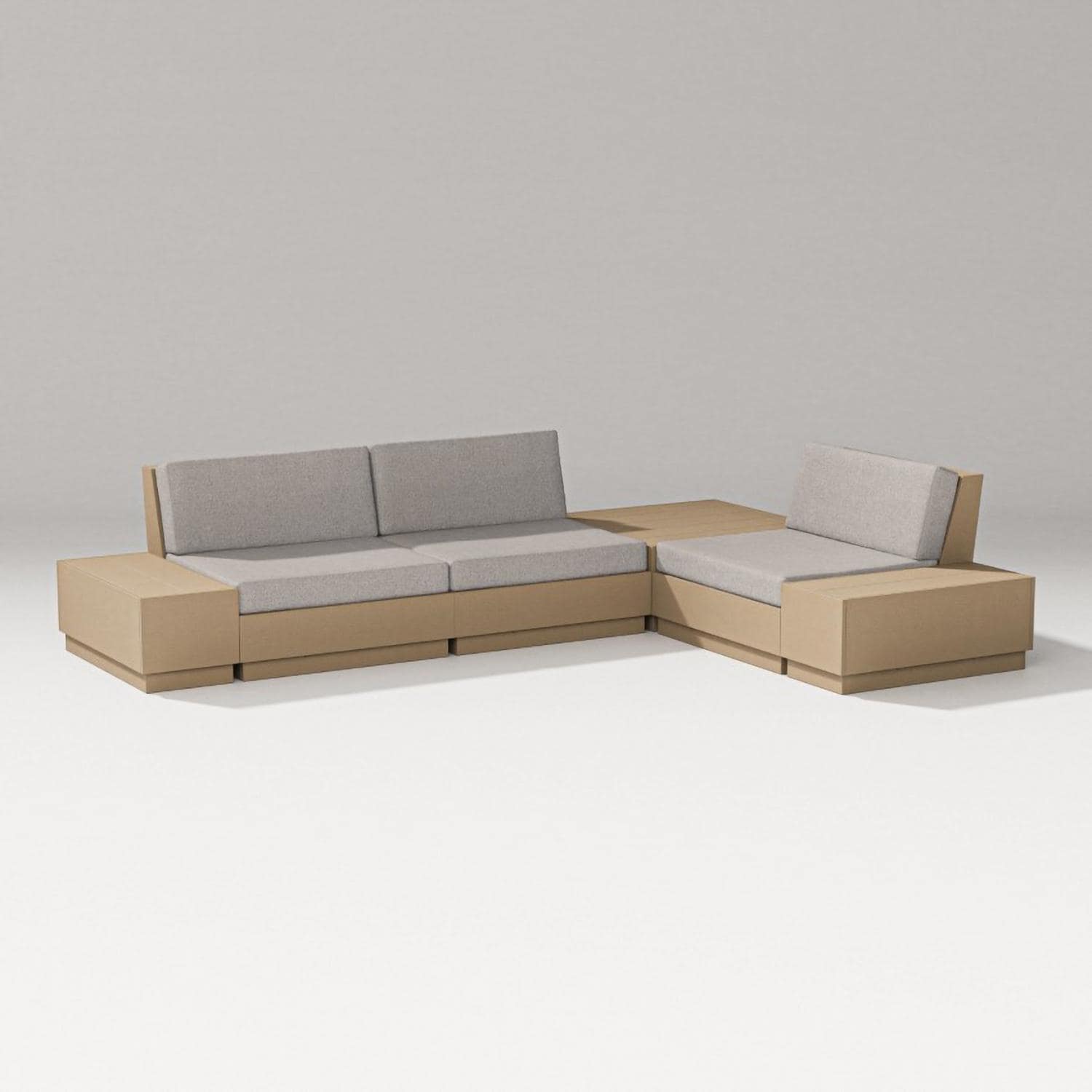 Elevate 6 Pc Recycled Plastic Sectional Seating Set in Vintage Sahara/Weathered Tweed By PW Designer Series