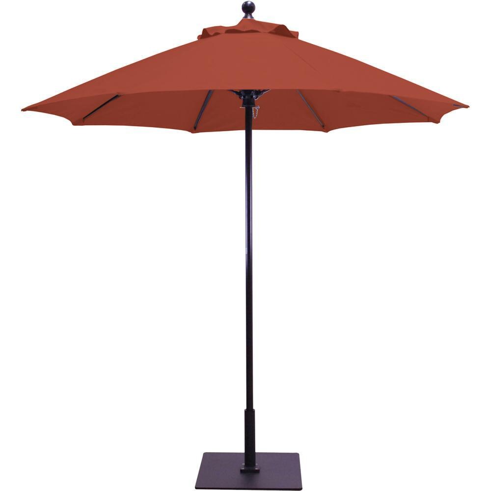 Galtech 7.5 Ft. Octagonal Aluminum Patio Market Umbrella W/ Push Lift - Black Frame W/ Sunbrella Canvas Henna Canopy