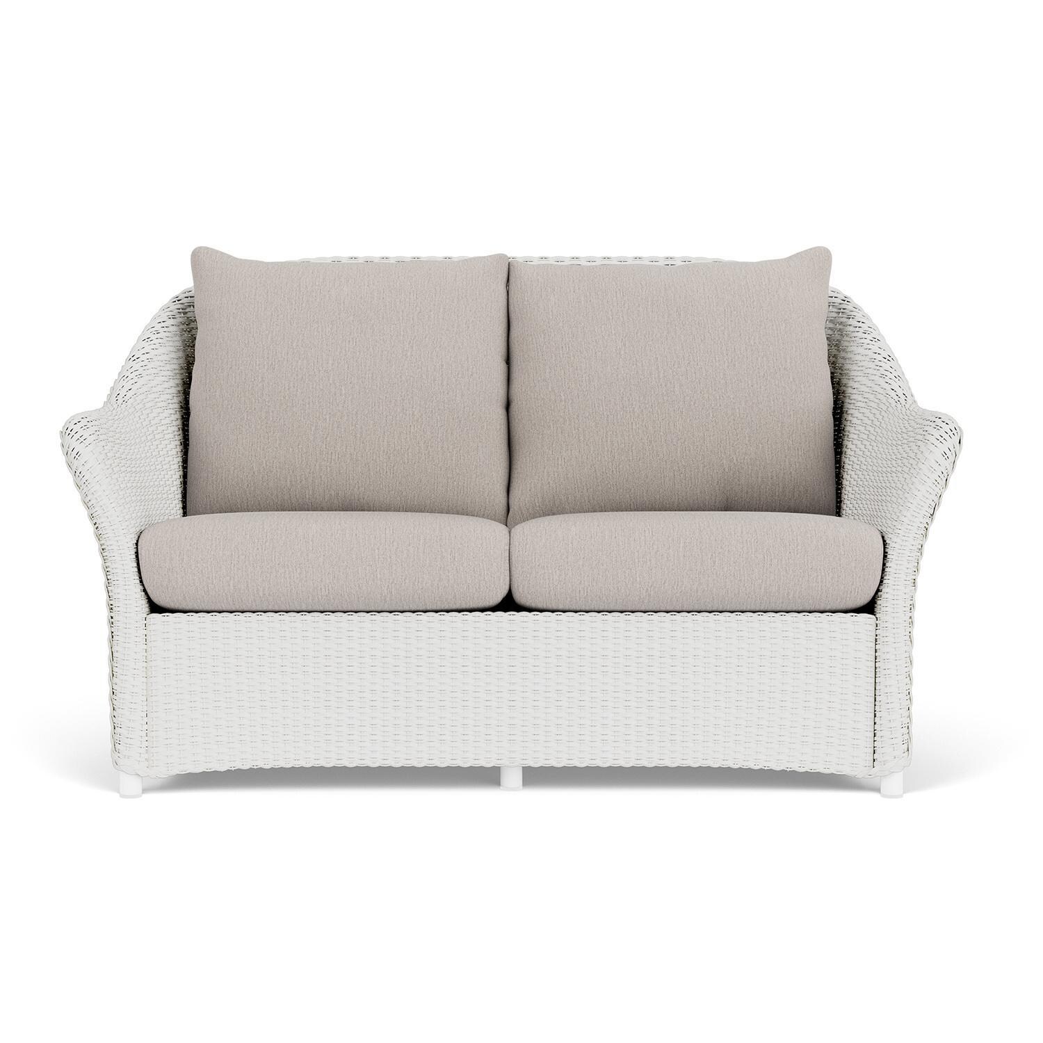 Weekend Retreat Lloyd Loom Loveseat in Matte White/Remy Cloud by Lloyd Flanders