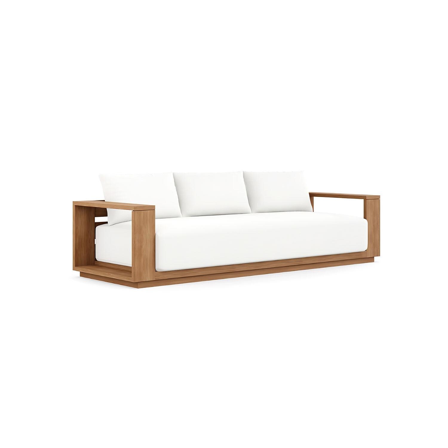 Bellawood 3 Person Teak Luxe Sofa in Natural by Lakeview Outdoor Designs - Angled - White Background thumbnail