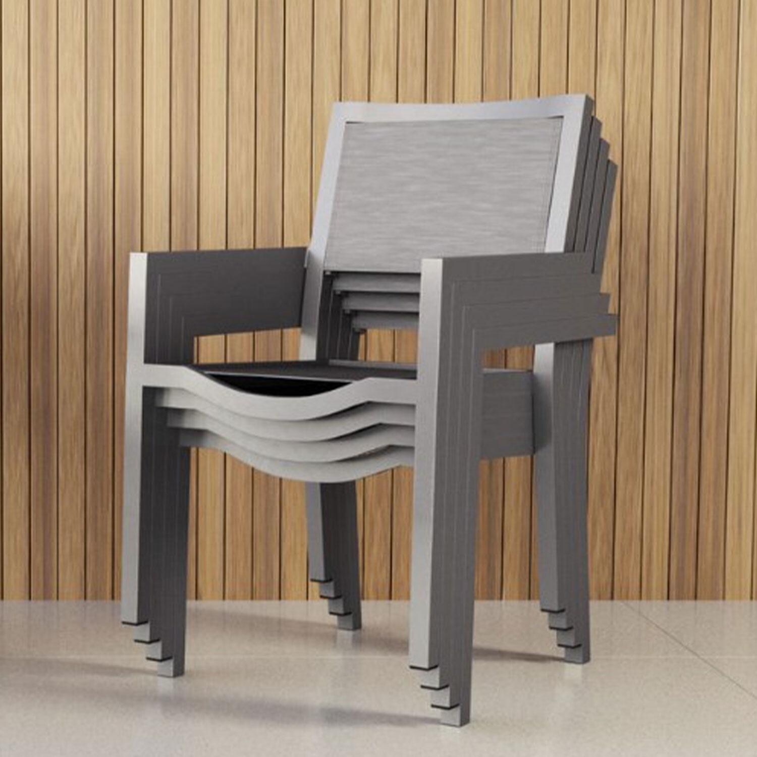 Sunset West - 1201-1 (2) - Vegas 2 Piece Aluminum Stackable Patio Sling Dining Chair Set W/ Textilene Graphite Slings - Lifestyle thumbnail