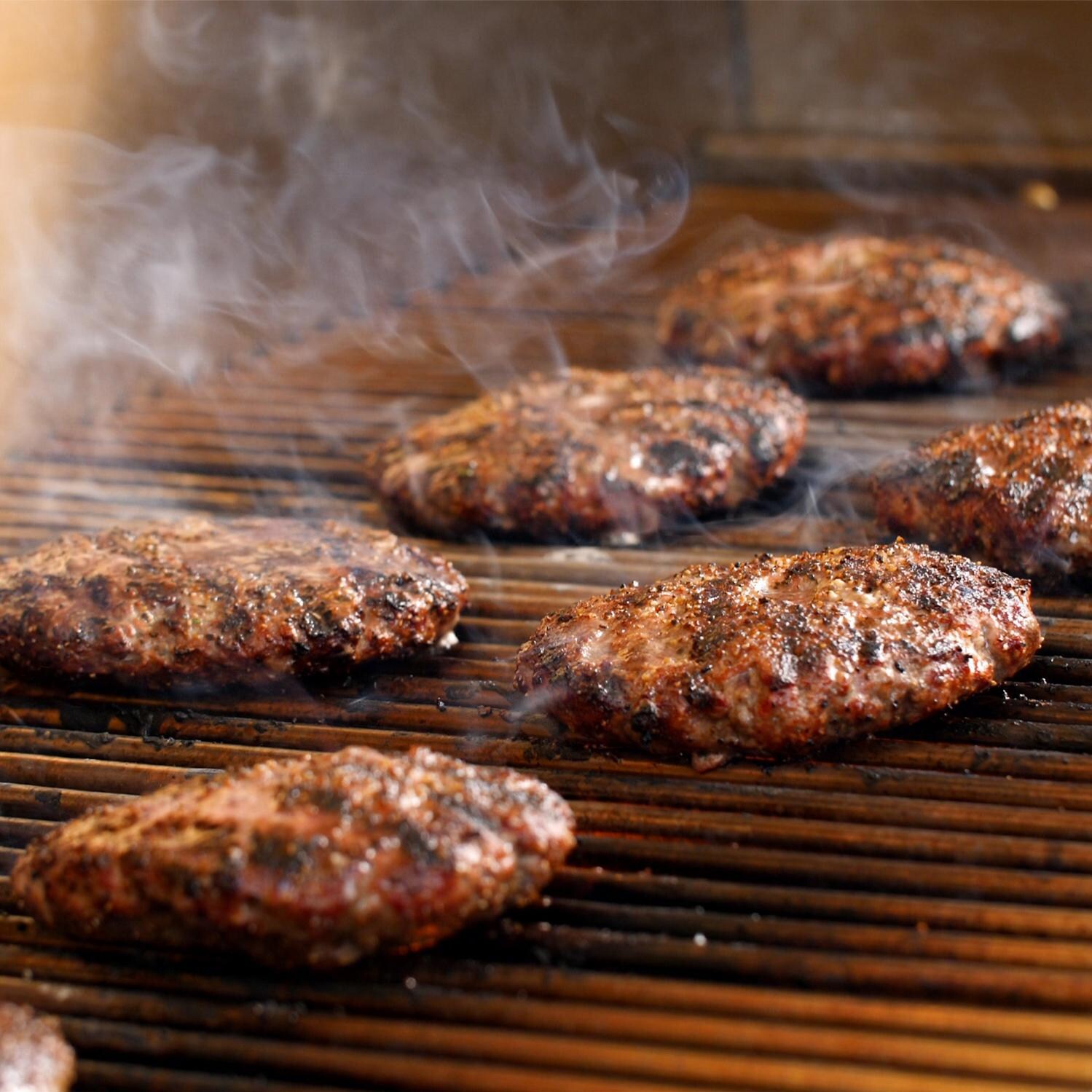 PGS S48TNG T-Series Commercial 51-Inch Built-In Natural Gas Grill With Timer - Grilling Burgers Cloesup thumbnail