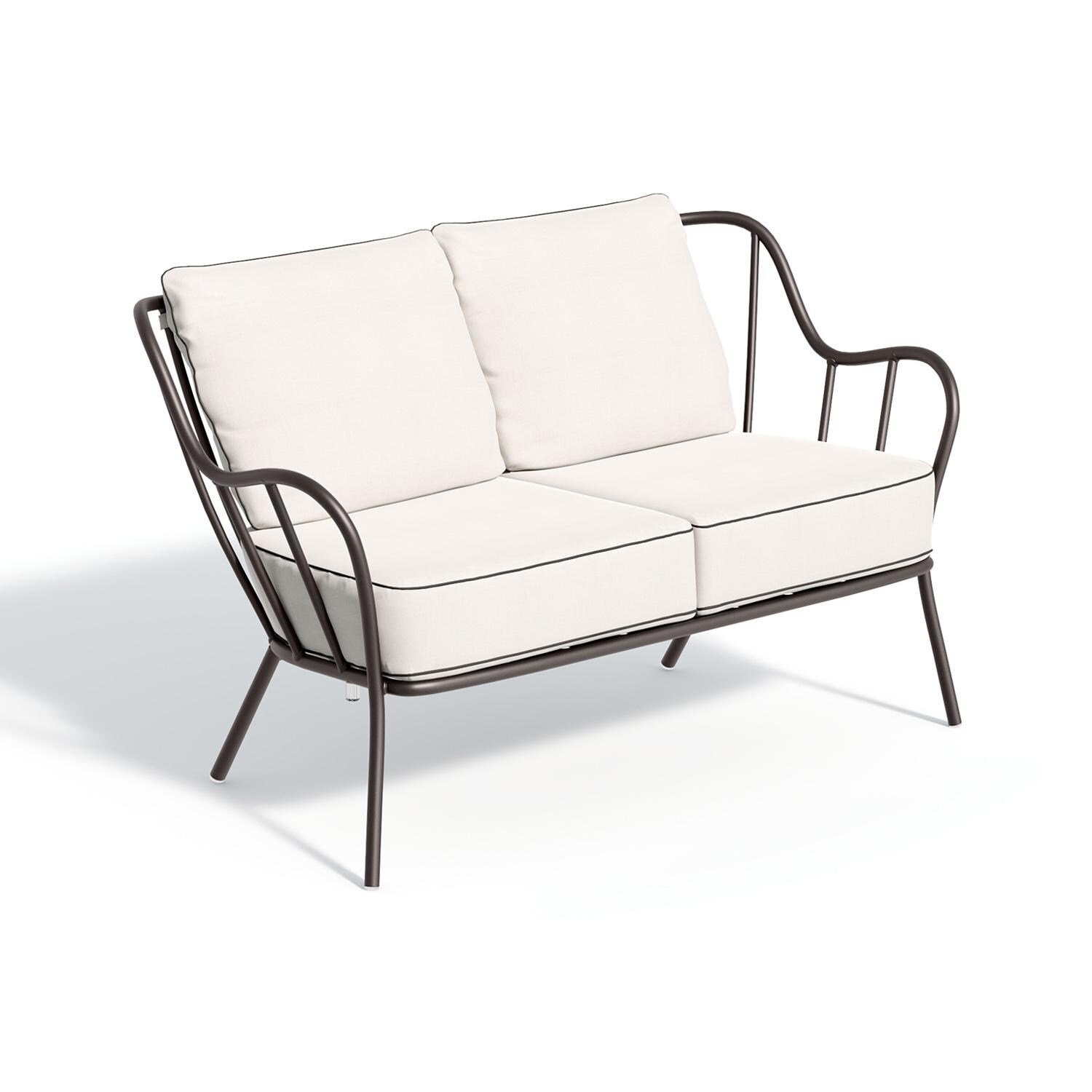 Oxford Garden Malti 2 Person Aluminum Loveseat in Carbon/Bliss Linen thumbnail