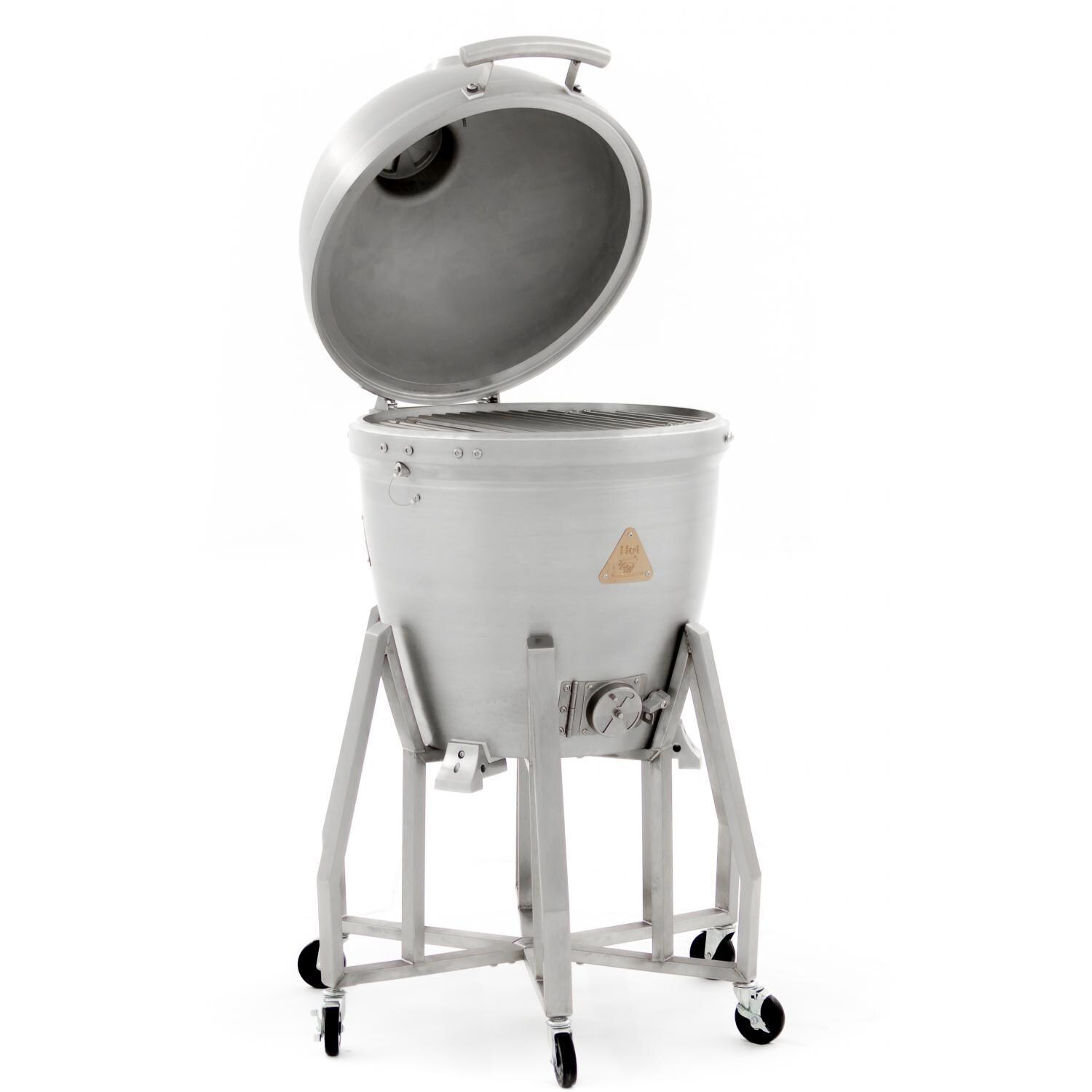 Blaze - BLZ-20-KAMADO - 20-Inch Cast Aluminum Kamado Grill W/ Stainless Steel Cart - Angled View Lid Open thumbnail