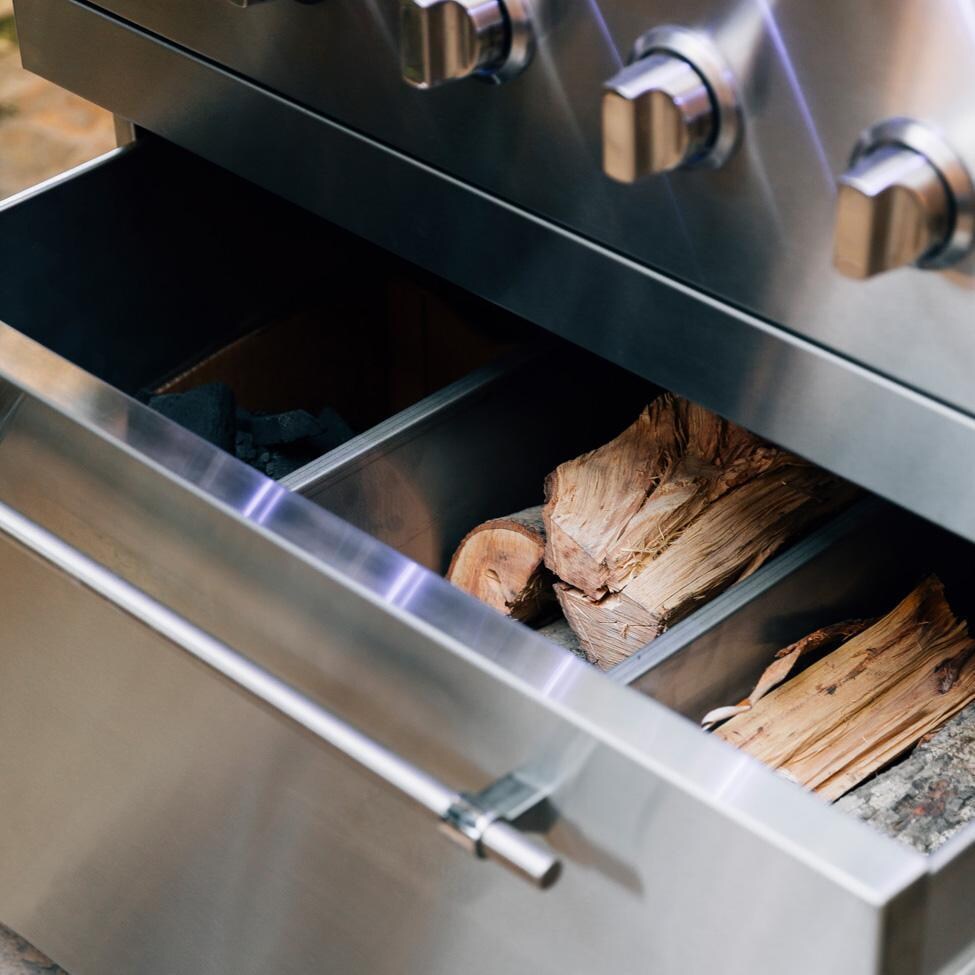 American Made Grills Encore 36-Inch Freestanding Hybrid Grill ENCFS36-NG - Natural Gas - Cart Drawer - Lifestyle thumbnail