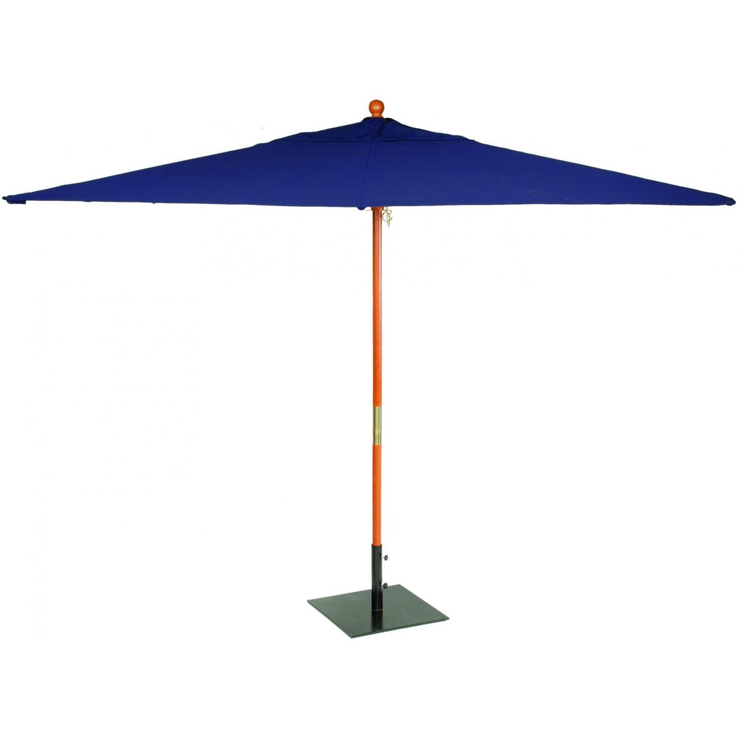 Oxford Garden 10 Ft. Rectangular Wood Patio Market Umbrella With Pulley - Navy Blue (Shown With Umbrella Stand - Not Included) thumbnail