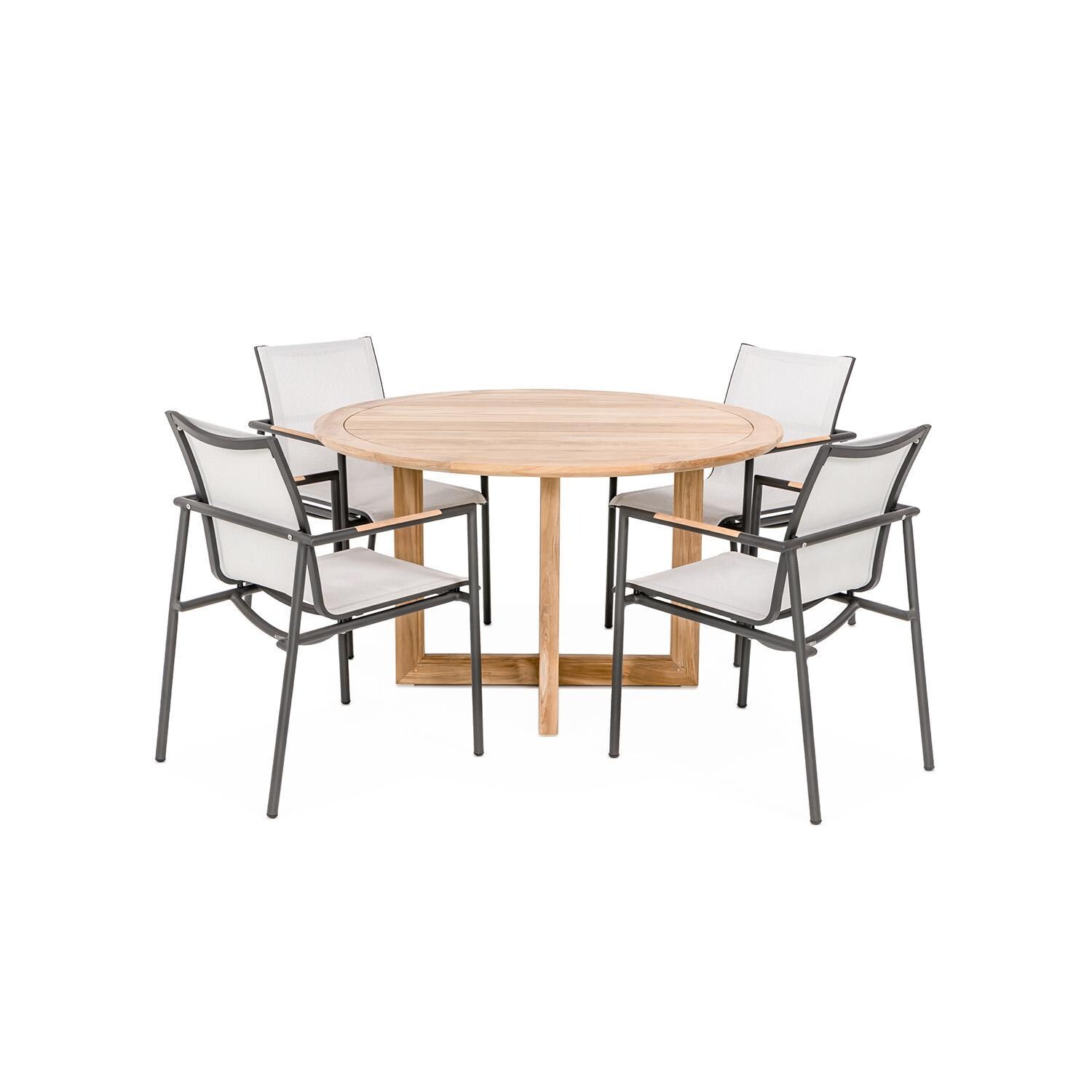 Teak + Table Paros/Relax Round 50 Inch 5 Piece Dining Set - White Background thumbnail