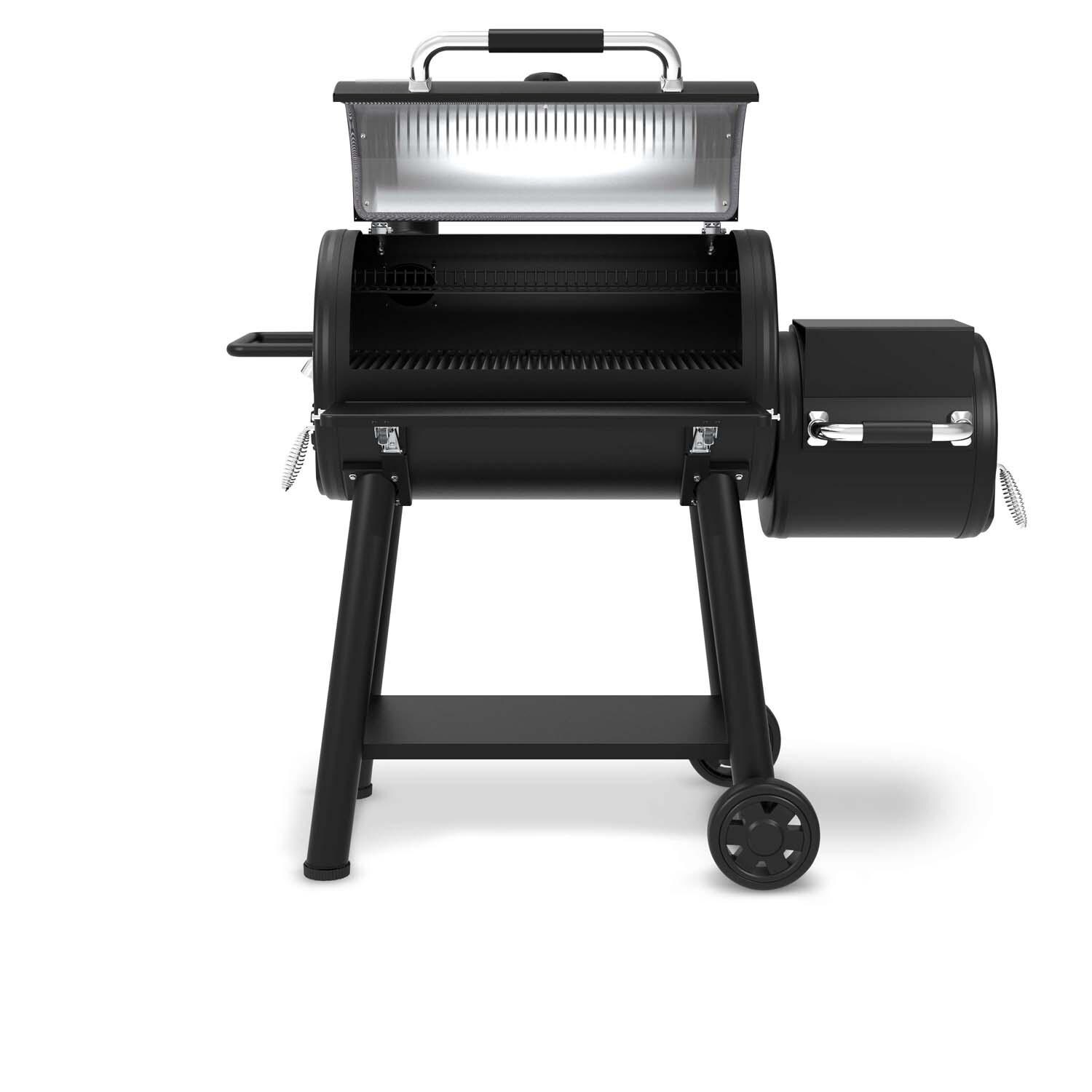 Broil King 958050 Regal Charcoal Offset 500 Smoker - Hood Open - White Background thumbnail