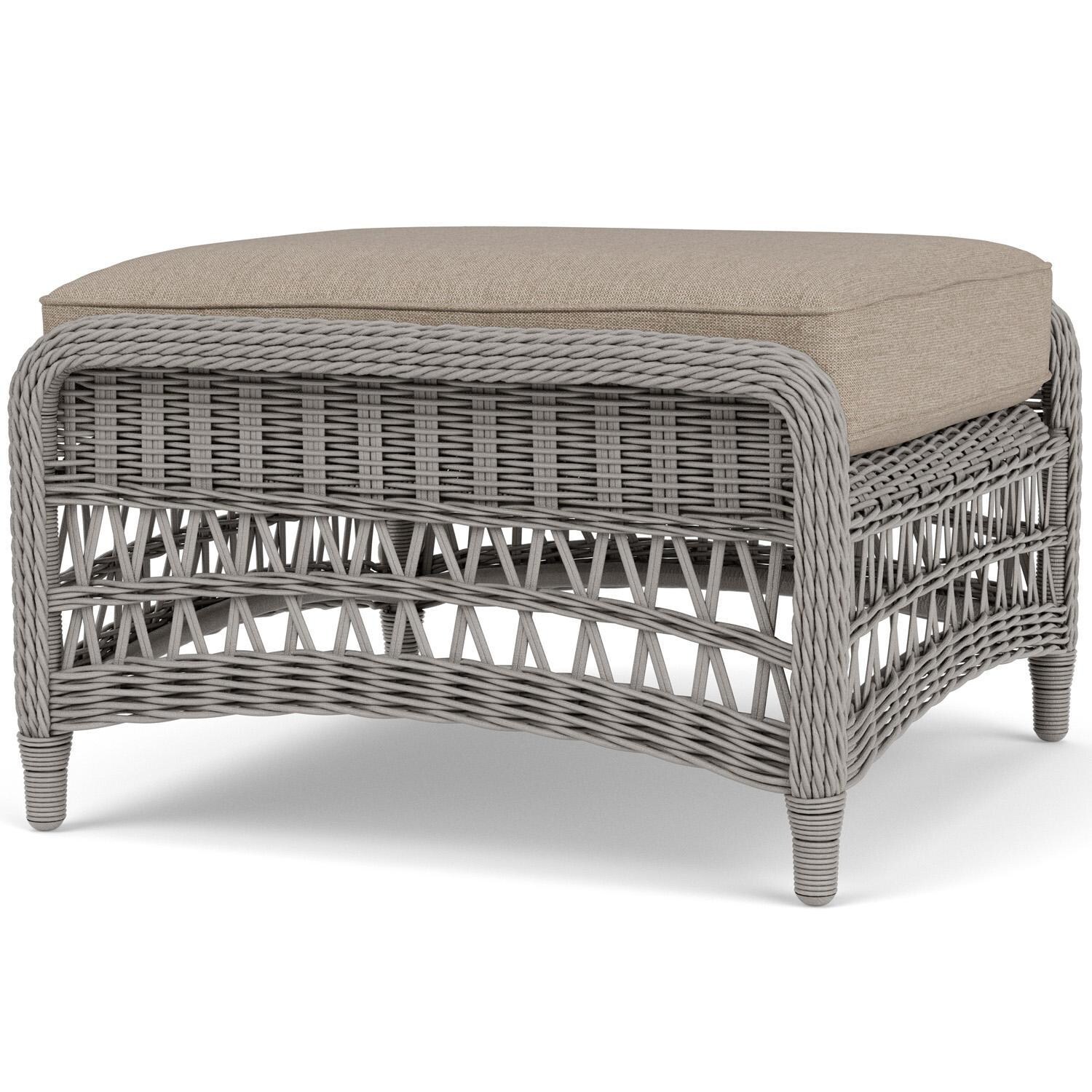 Lloyd Flanders Mackinac Ottoman in Putty Finish with Demo Oatmeal Fabric - Right Side thumbnail