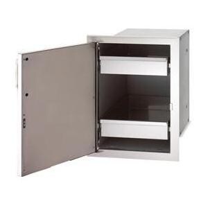 Fire Magic Aurora Left-Hinged Stainless Enclosed Single Door With Dual Drawers - Open thumbnail