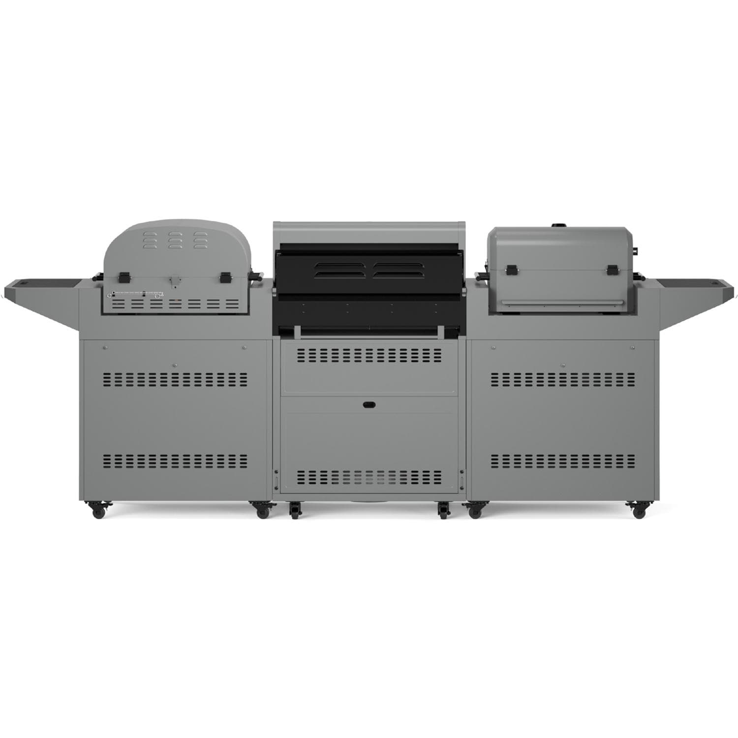TYTUS TDT-BUN-065 Modular Trio w/ 4-Burner Gas Grill, Charcoal Grill & Gas Pizza Oven - Back - White Background thumbnail