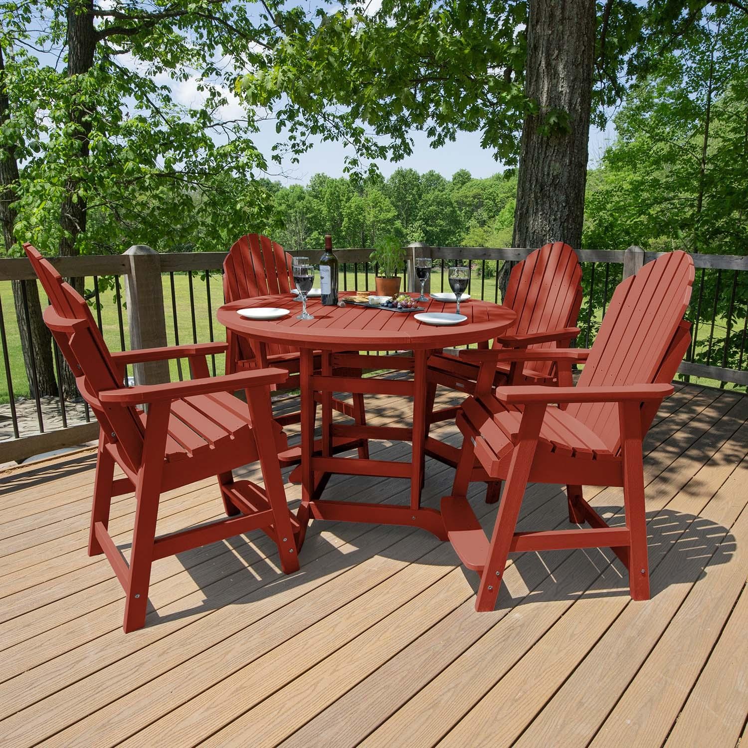 Lakeview Outdoor Designs Dream Bay 5 Pc Recycled Plastic Counter Height Dining Set in Rustic Red by - LV-CNA48-RED