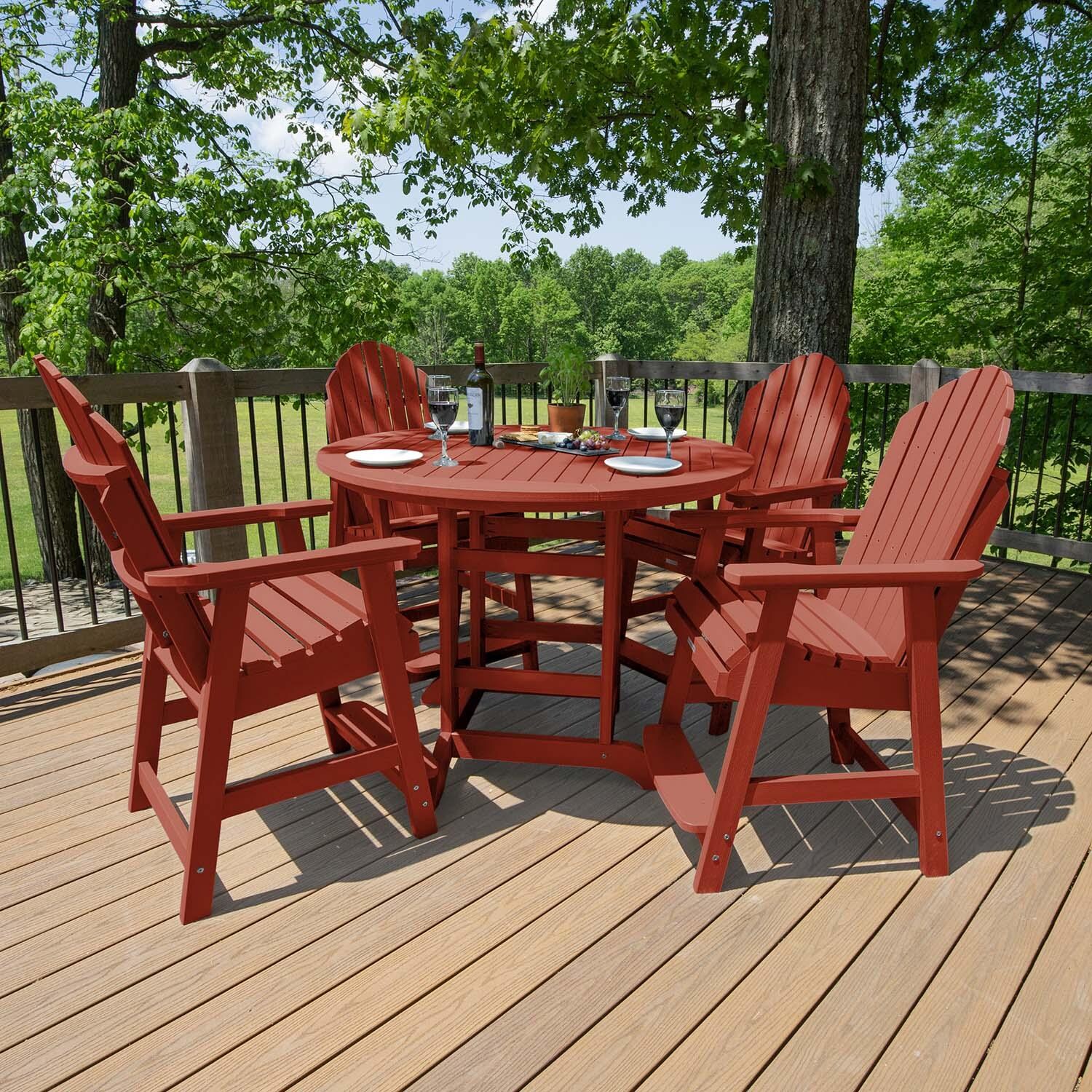 Dream Bay 5 Pc Set Recycled Plastic Counter Height Dining Set In Rustic Red By Lakeview - Lifestyle thumbnail