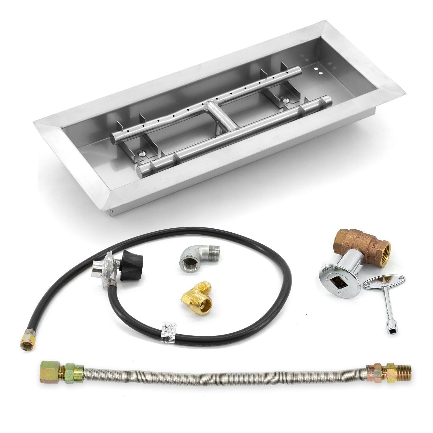 BBQGuys Signature Series 18-Inch Rectangular Drop-In Pan W/ 13-Inch Propane H-Burner & Connection Kit image
