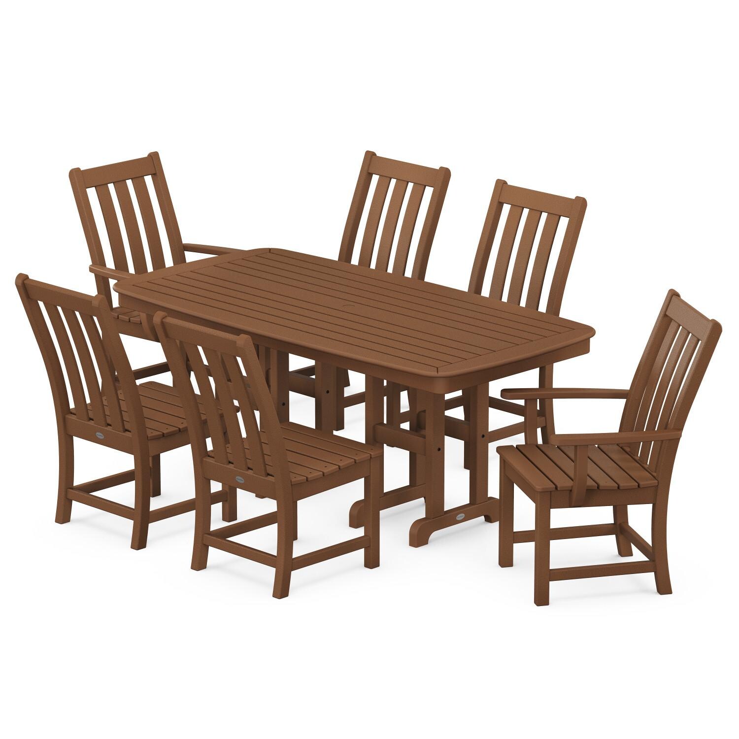 POLYWOOD Vineyard 7-Piece Nautical Dining Set - Teak
