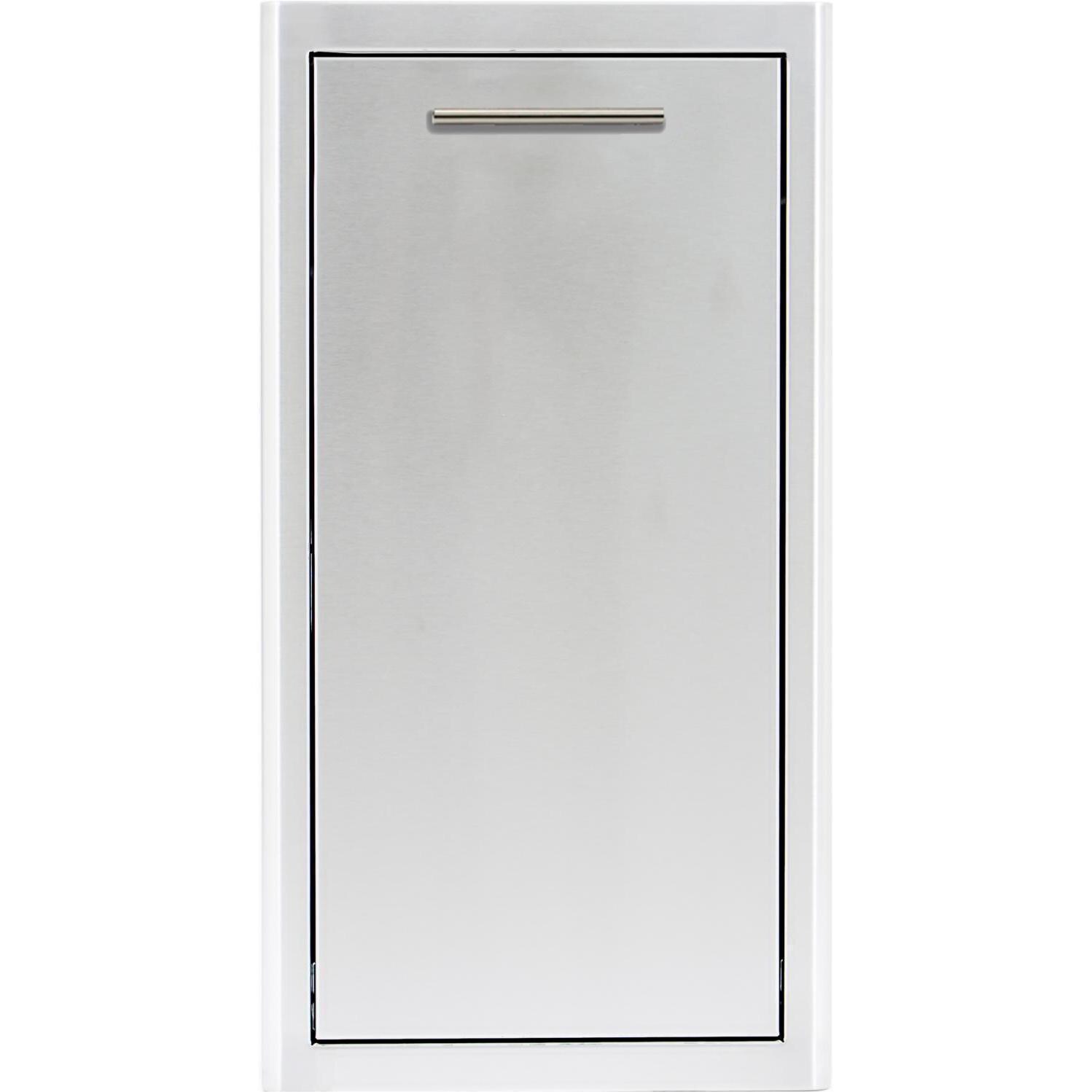 Blaze BLZ-TRNW-DRW-H 13-Inch Narrow Roll-Out Stainless Steel Trash Bin - White Background thumbnail