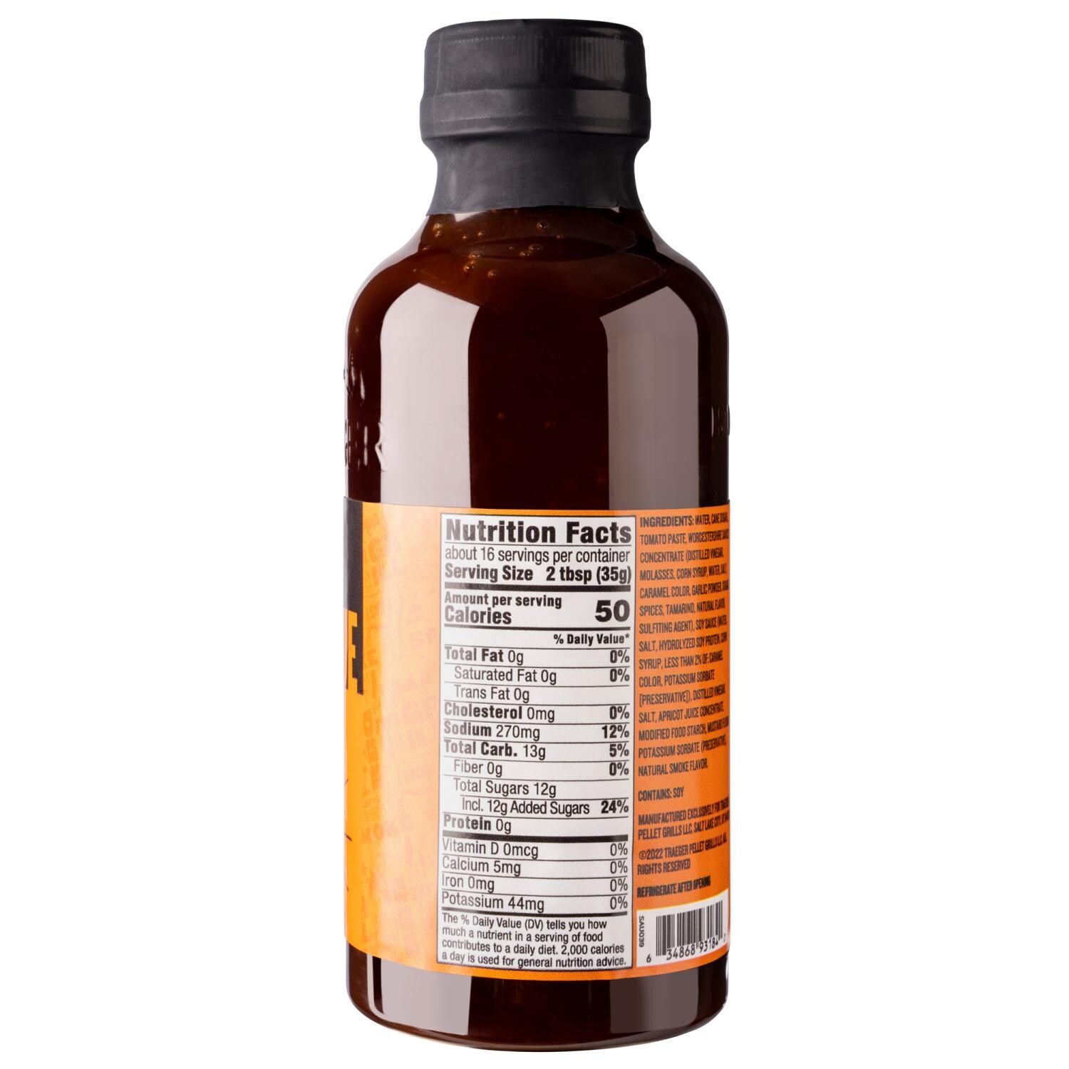 Traeger - SAU039 - Traeger Que BBQ Sauce - Nurtrition Facts - White Background thumbnail