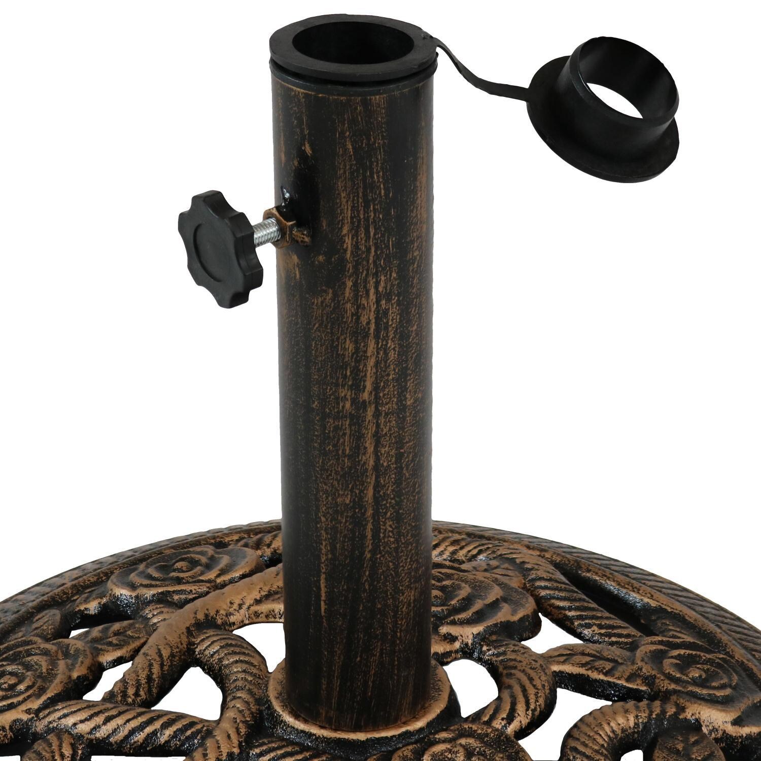 Ultimate Patio 17 Lb Rose Blossom Cast Iron Umbrella Base - Bronze - Tube Fits Up to 2-Inch Diameter Pole thumbnail