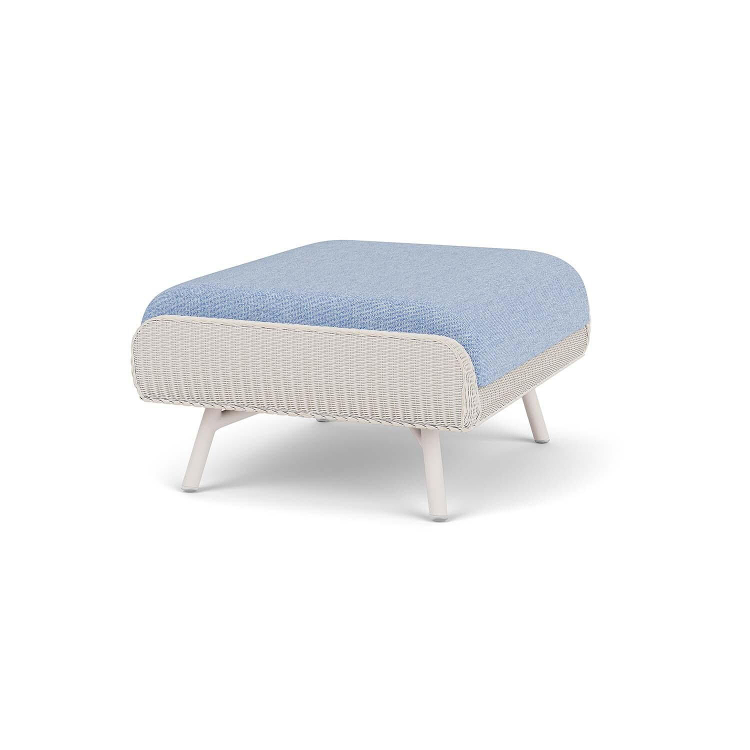 Lloyd Flanders Essence Ottoman W/Demo Skyway Fabric - Antique White Finish - Angled thumbnail