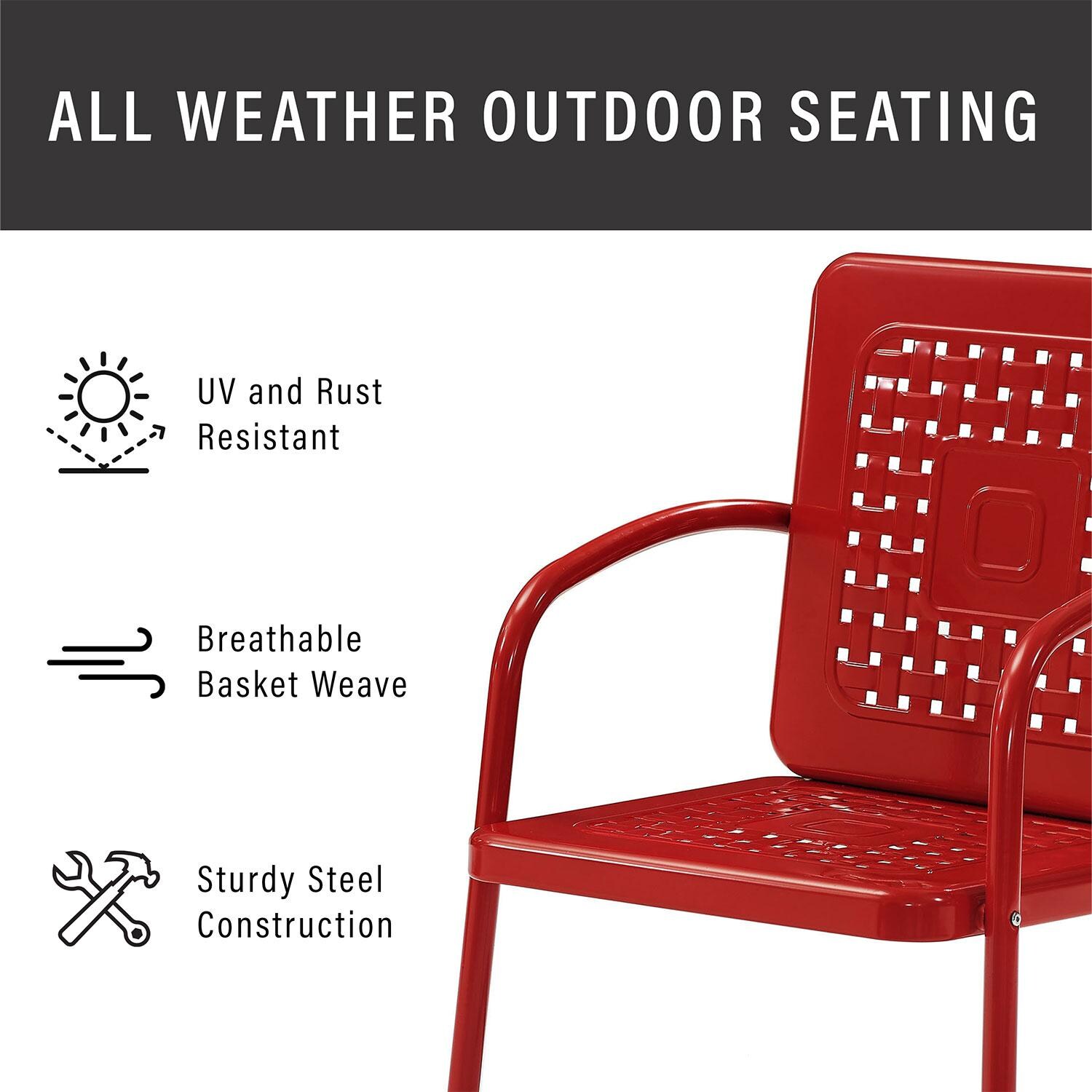 Ultimate Patio UP-32242RE 3Pc Retro Outdoor Bistro Set in Red Gloss - Weather Resistant - Diagram thumbnail
