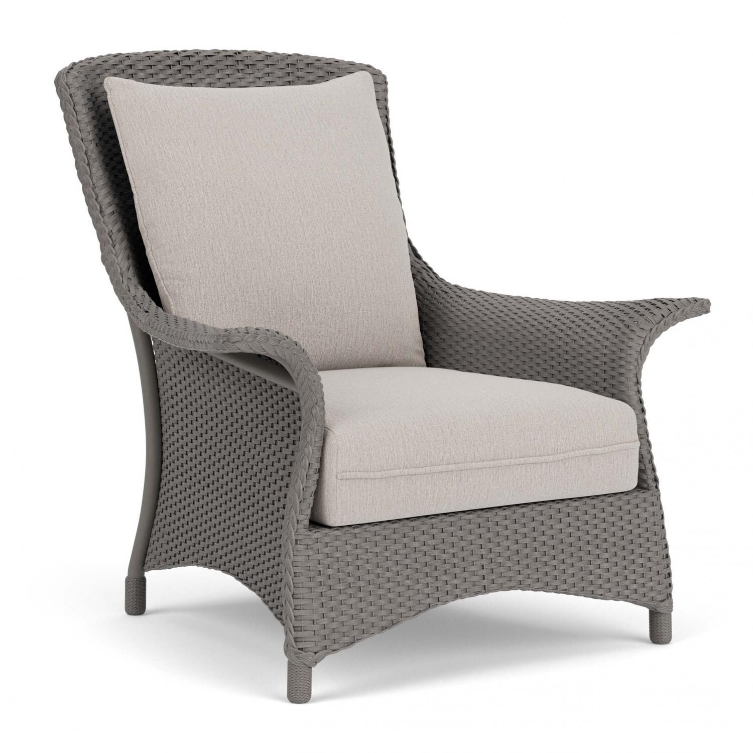 Lloyd Flanders Mandalay Lounge Chair in Pewter Finish with Remy Cloud fabric - Angled thumbnail