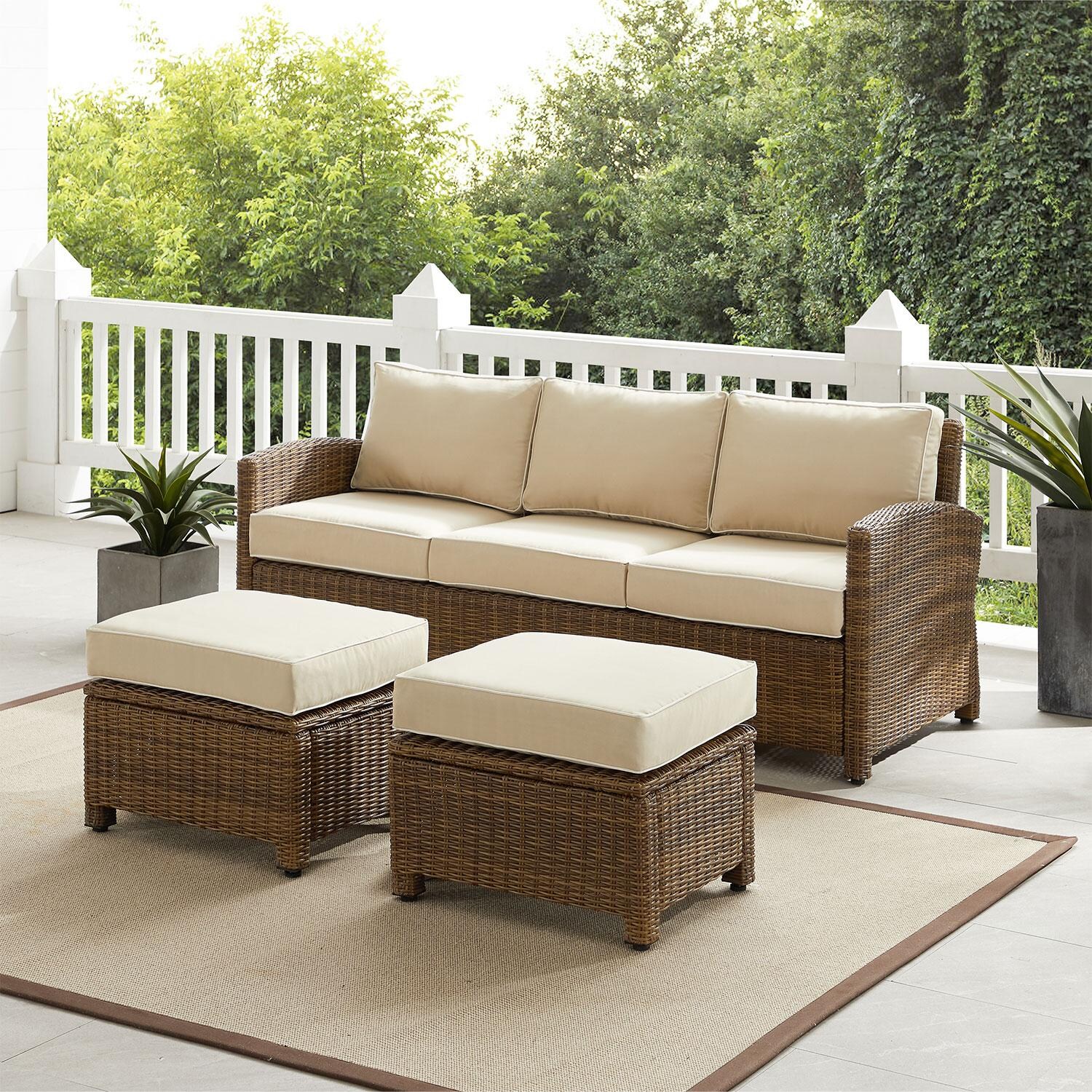 Ultimate Patio UP-92419WB-SA 3Pc Wicker Outdoor Sofa Patio Furniture Set in Sand - On Patio - Lifestyle thumbnail