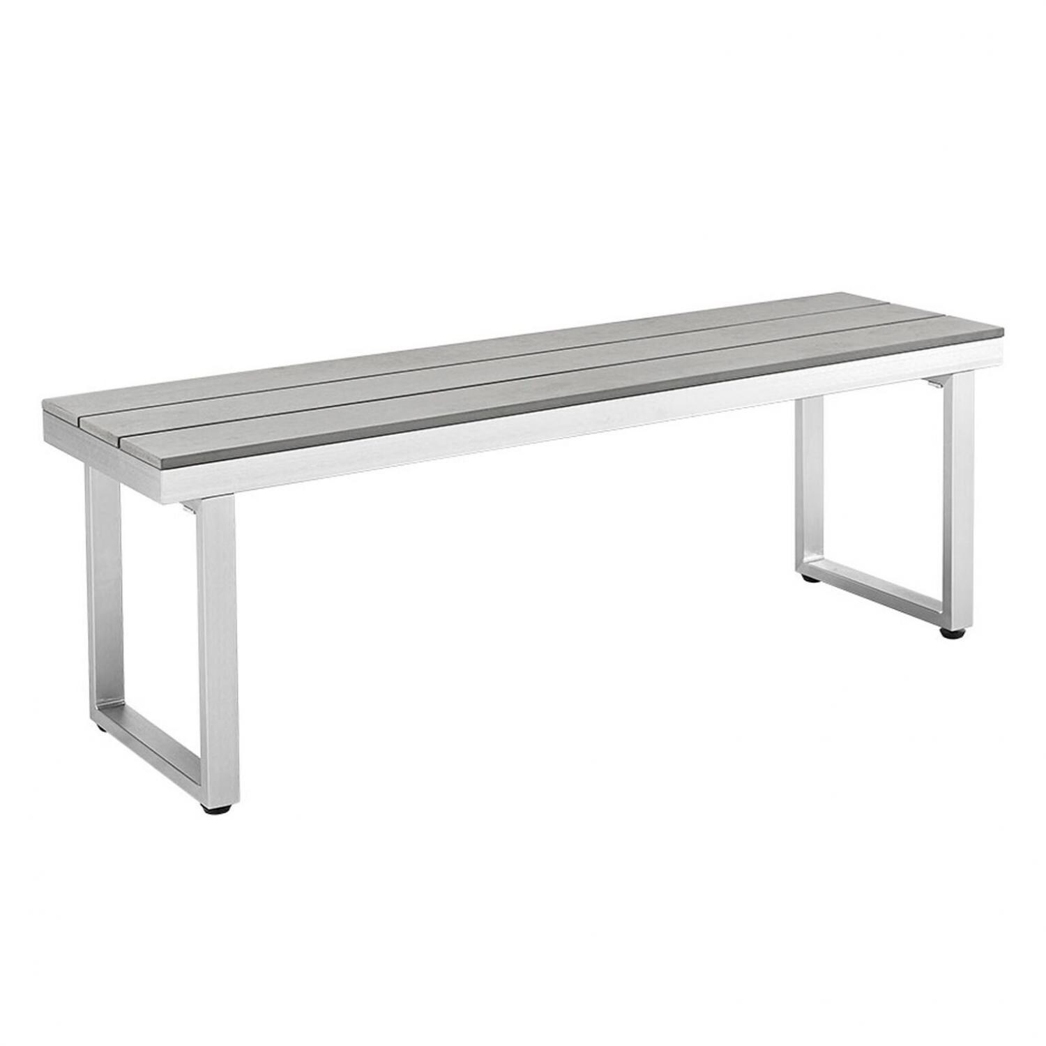 Ultimate Patio Resort Bay 50 Inch Aluminum Backless Patio Bench - Angled View thumbnail