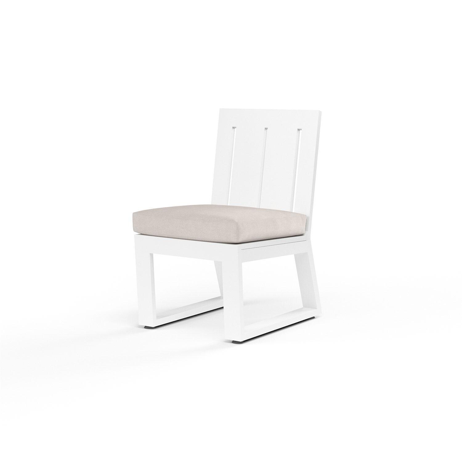 Newport Aluminum Armless Patio Dining Chair in Canvas Natural w/ No Welt By Sunset West