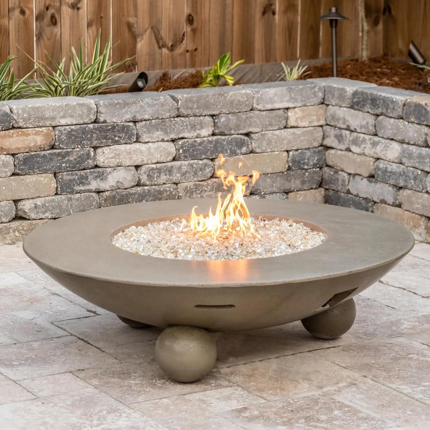 Versailles 54 Inch Round GFRC Concrete Propane Fire Pit Table in Smoke