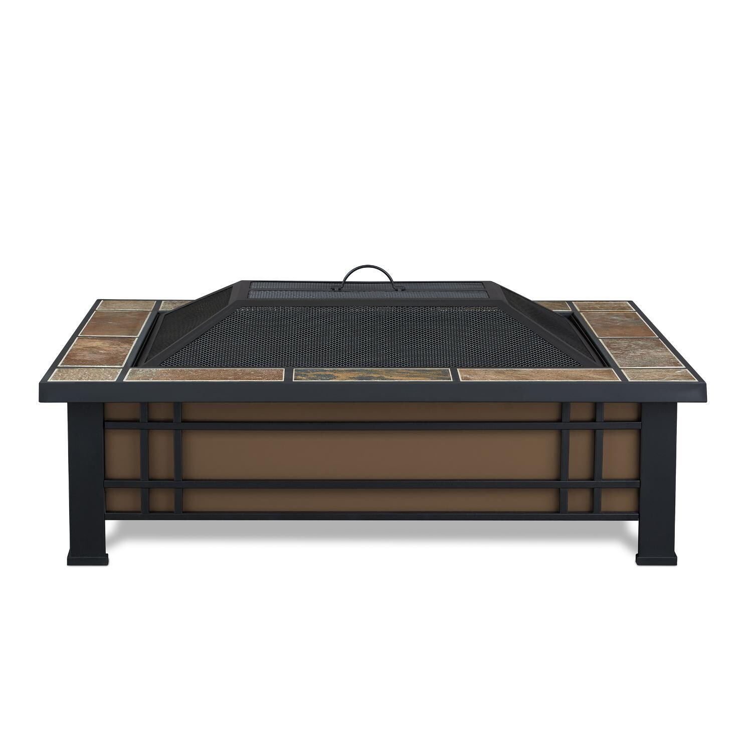 Lakeview Outdoor Designs SC-946-NST Woodlake 43-Inch Rectangle Wood Burning Fire Pit - Black - Front View