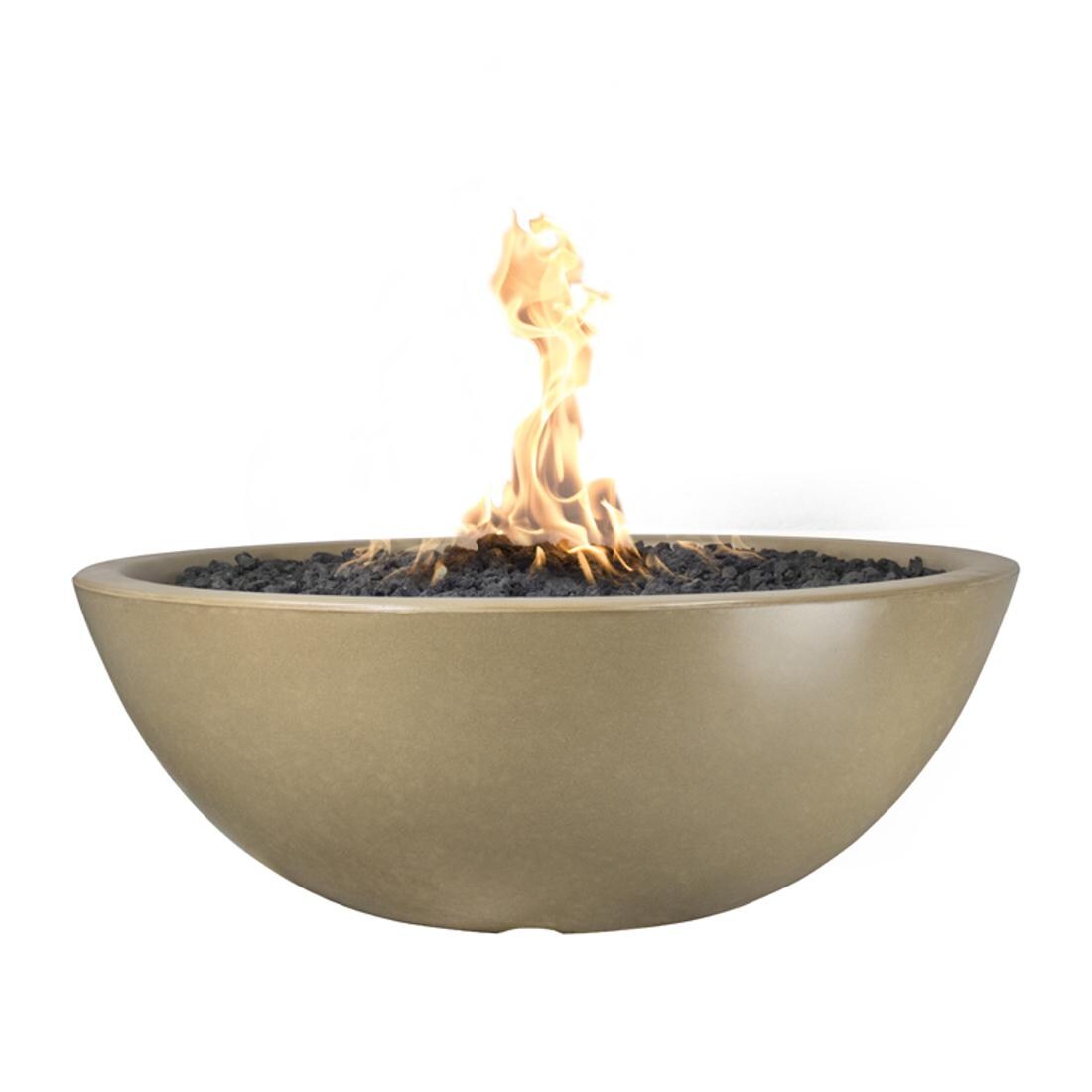 Sedona 48 Inch Round GFRC Propane Fire Bowl w/ Glow Plug in Brown by The Outdoor Plus