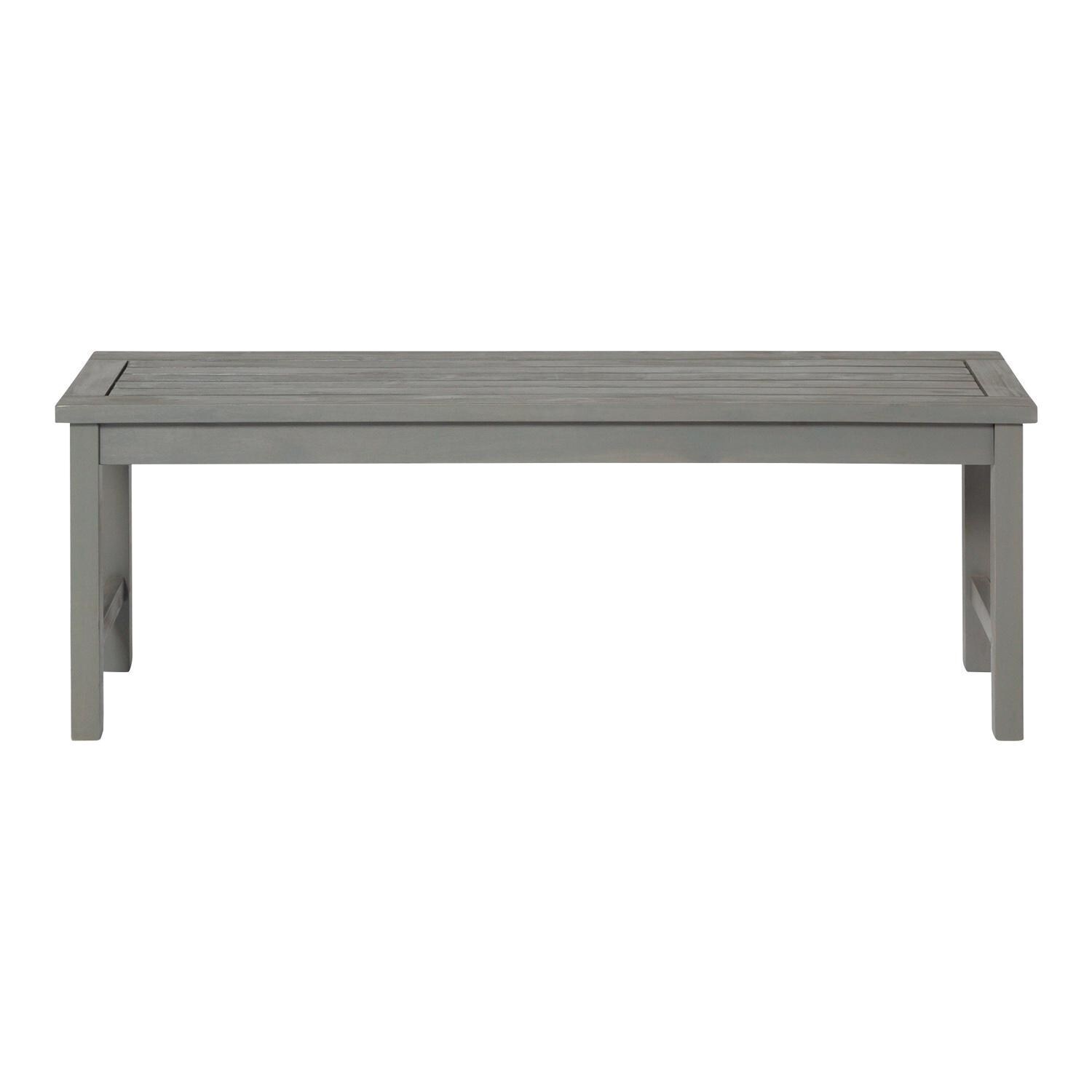 Ultimate Patio Horizon Way 53 Inch Acacia Patio Dining Bench - Gray Wash - Front View thumbnail