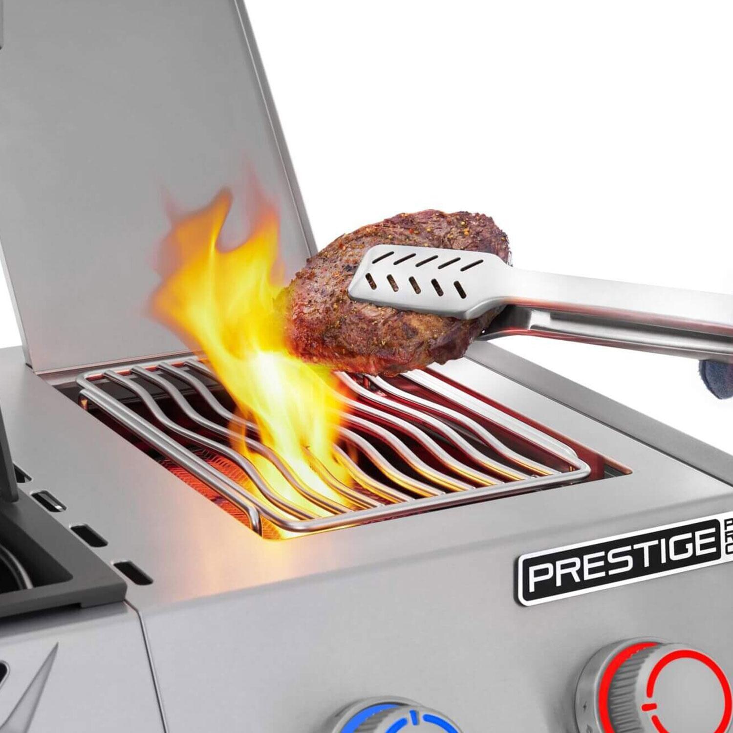 Napoleon PRO500VXRSIBPSS Prestige PRO 500 4 Burner Propane Grill w/ Smart Technology - Side Burner On - White Background thumbnail
