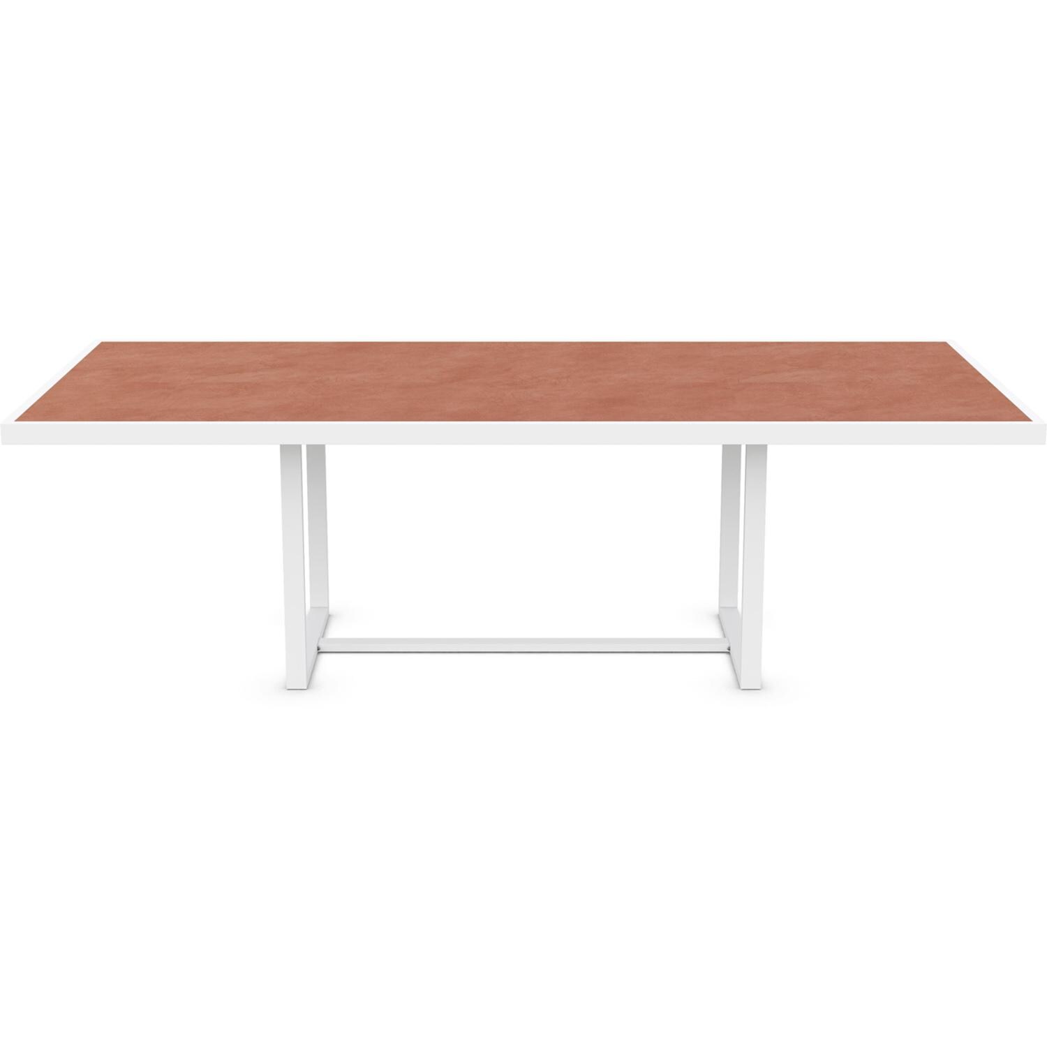 Azzurro Living Pavia 96 Inch White Aluminum Dining Table W/ Umber Dekton Top - Front - White Background thumbnail