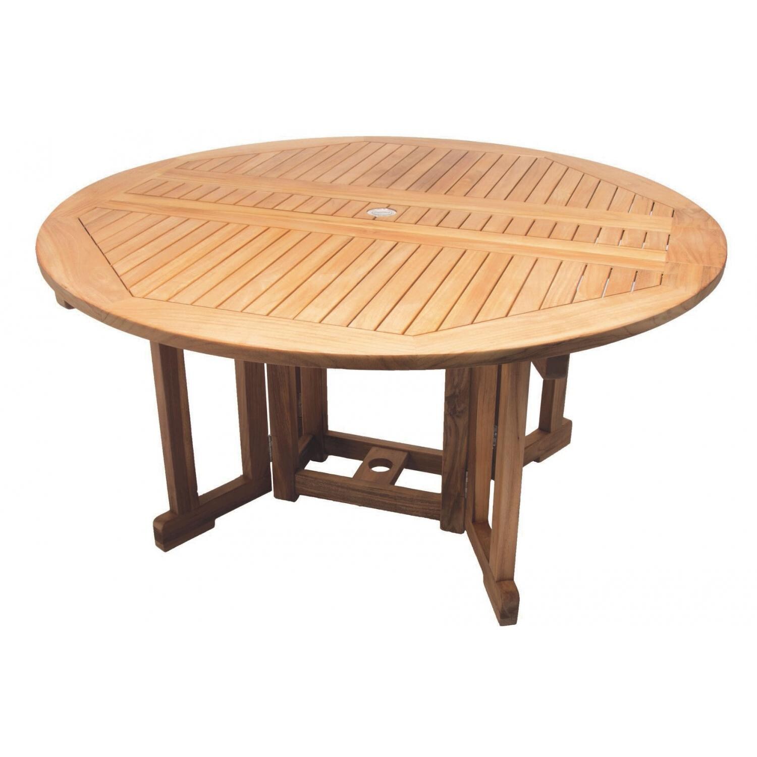 Royal Teak Collecton 72 Inch Round Teak Patio Dining Table With Drop Leaf thumbnail