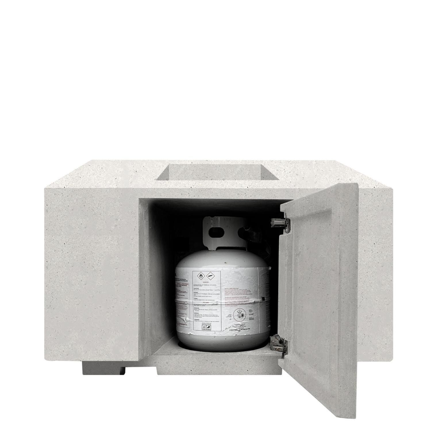 Prism Hardscapes SCPH-435-5LP Porto 58 58-in Rectangular Propane Gas Fire Pit Table - Propane Enclosure - White Background thumbnail