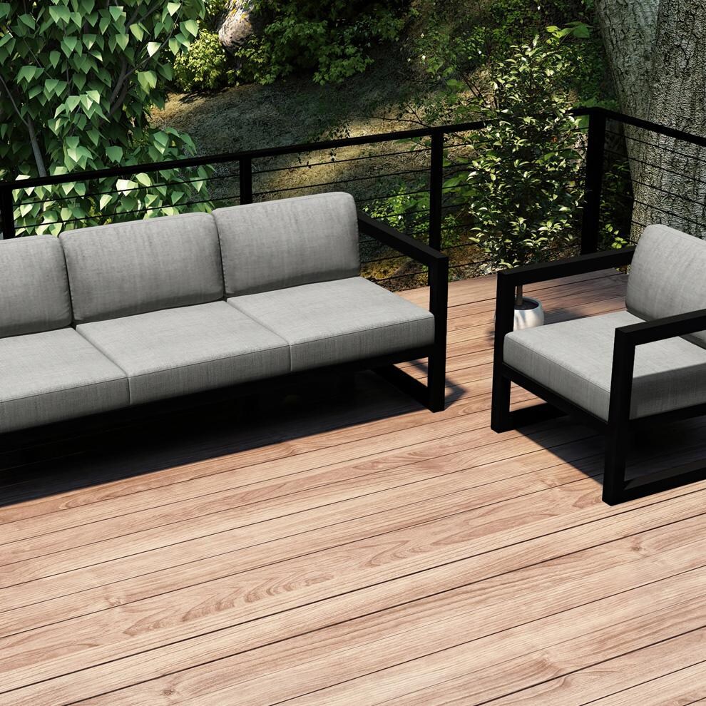 Misty Cove 2 Pc Aluminum Seating Set in Black/Cast Silver by Lakeview Outdoor Designs