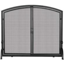 UniFlame 39-Inch Black Wrought Iron Fireplace Screen With Doors - S-1062 image