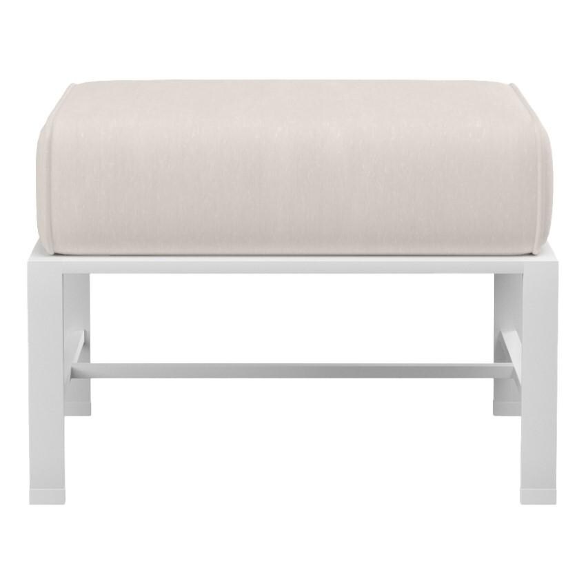 Bristol Aluminum Ottoman w/ Self Welt in White/Canvas Natural by Sunset West - White Background thumbnail